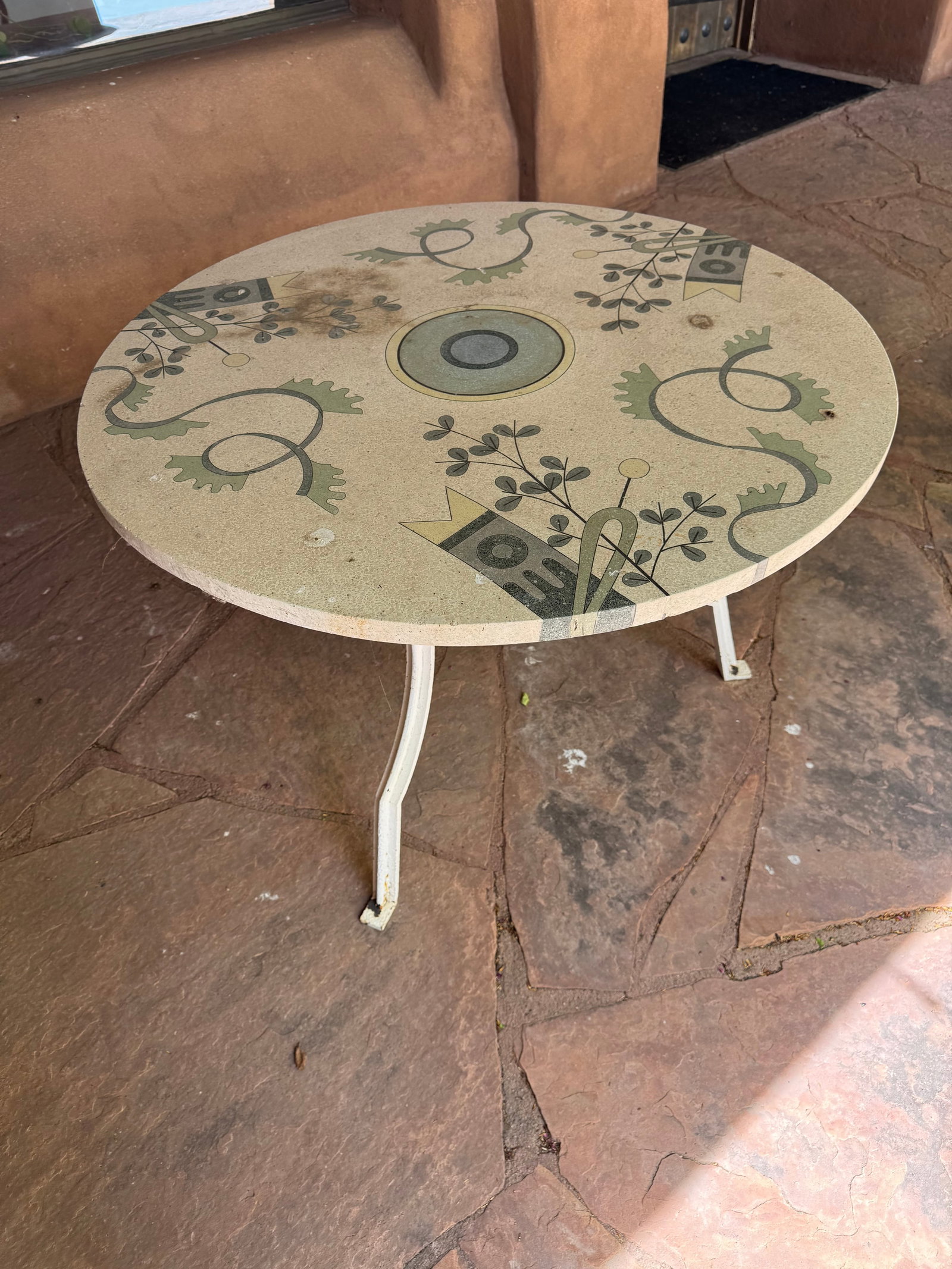 Patio Table with Mosaic Top and Wrought Iron Base - 2