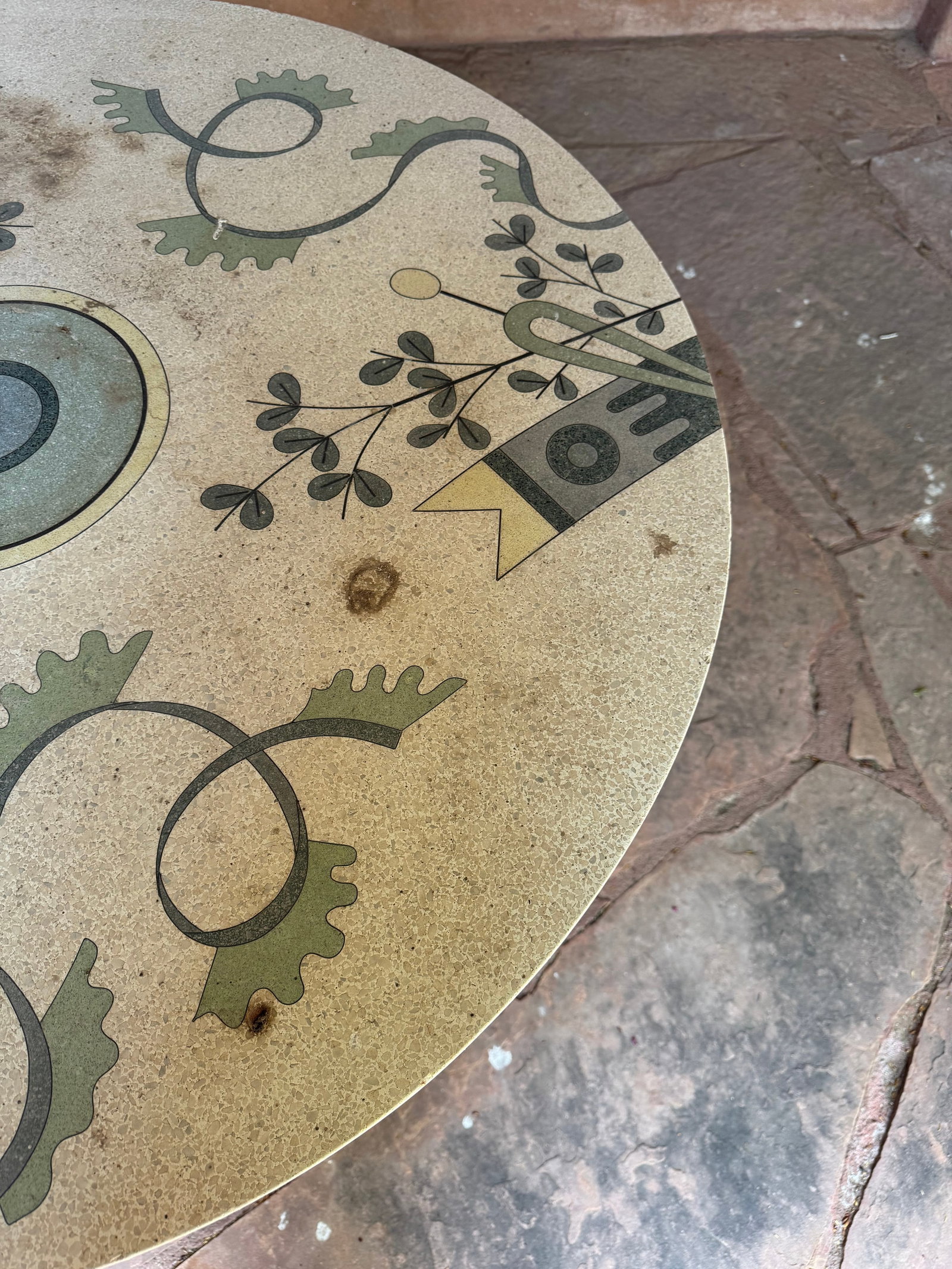 Patio Table with Mosaic Top and Wrought Iron Base - 3