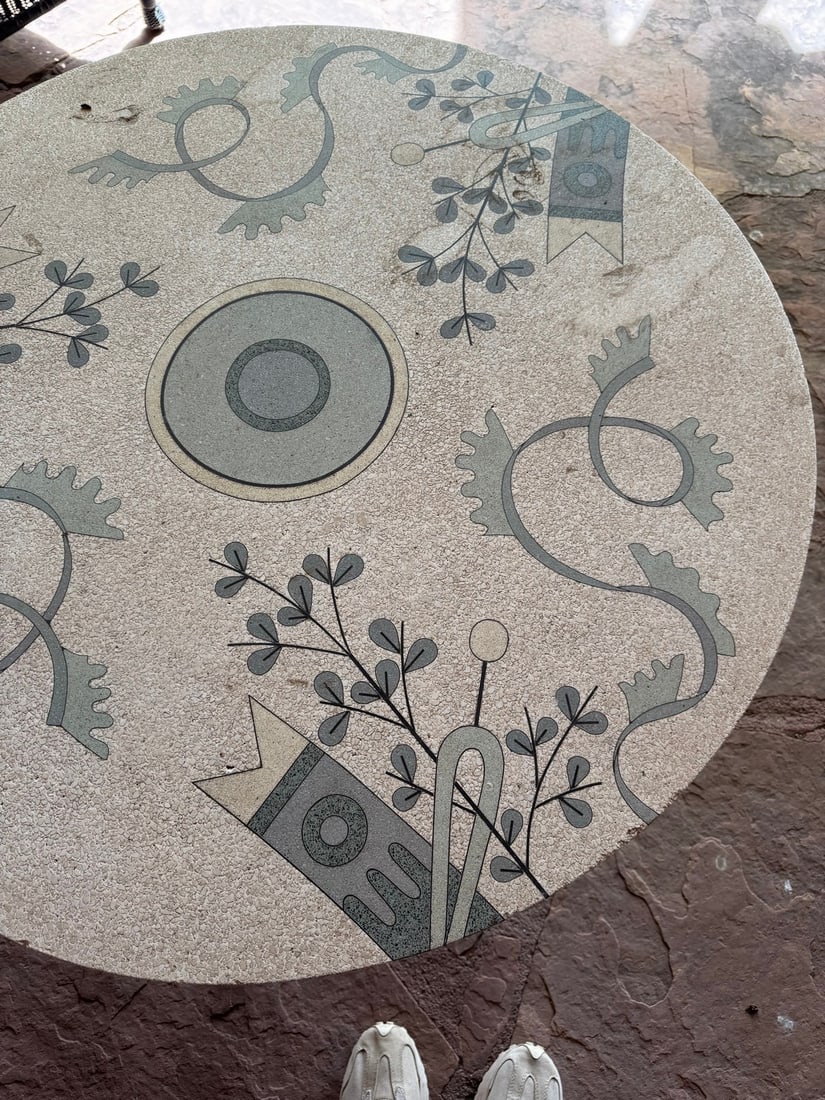 Patio Table with Mosaic Top and Wrought Iron Base - 4
