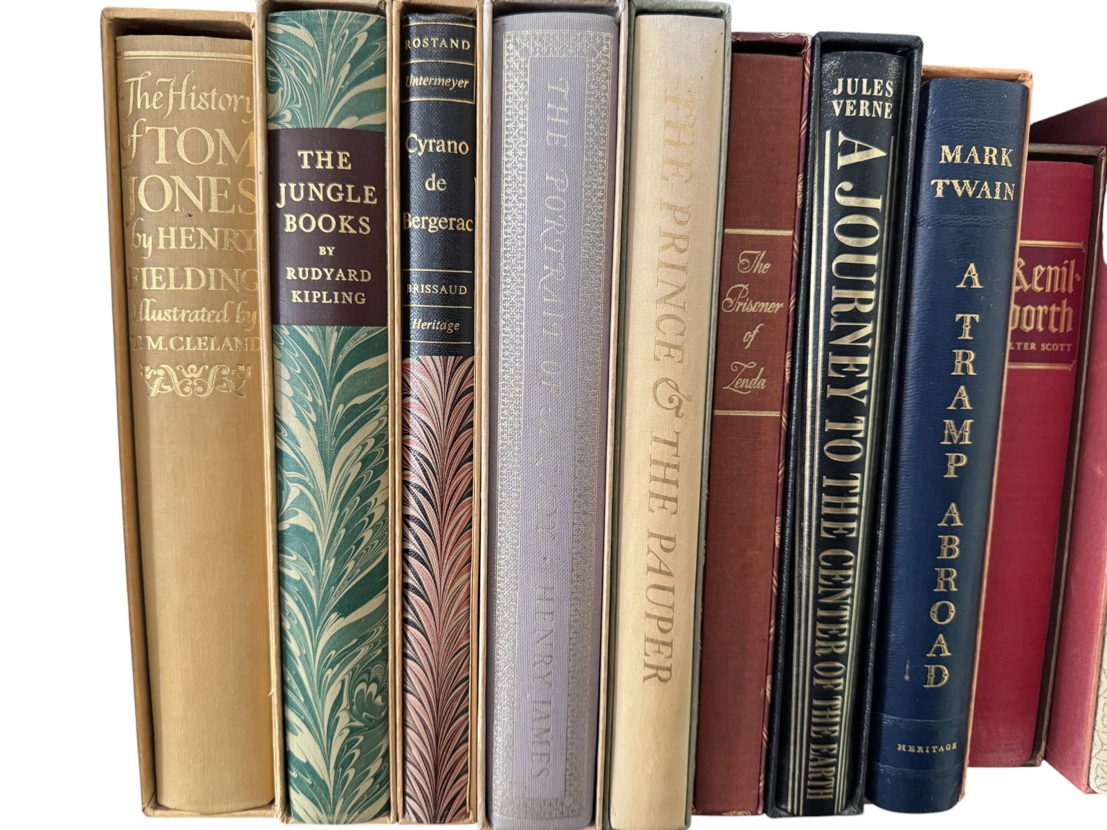 Collection of 36 Heritage Press and Limited Editions Club Books: This lot features a curated collection of 36 classic literary works, primarily from The Heritage Press and Limited Editions Club, known for their high-quality production and artistic bindings. The col