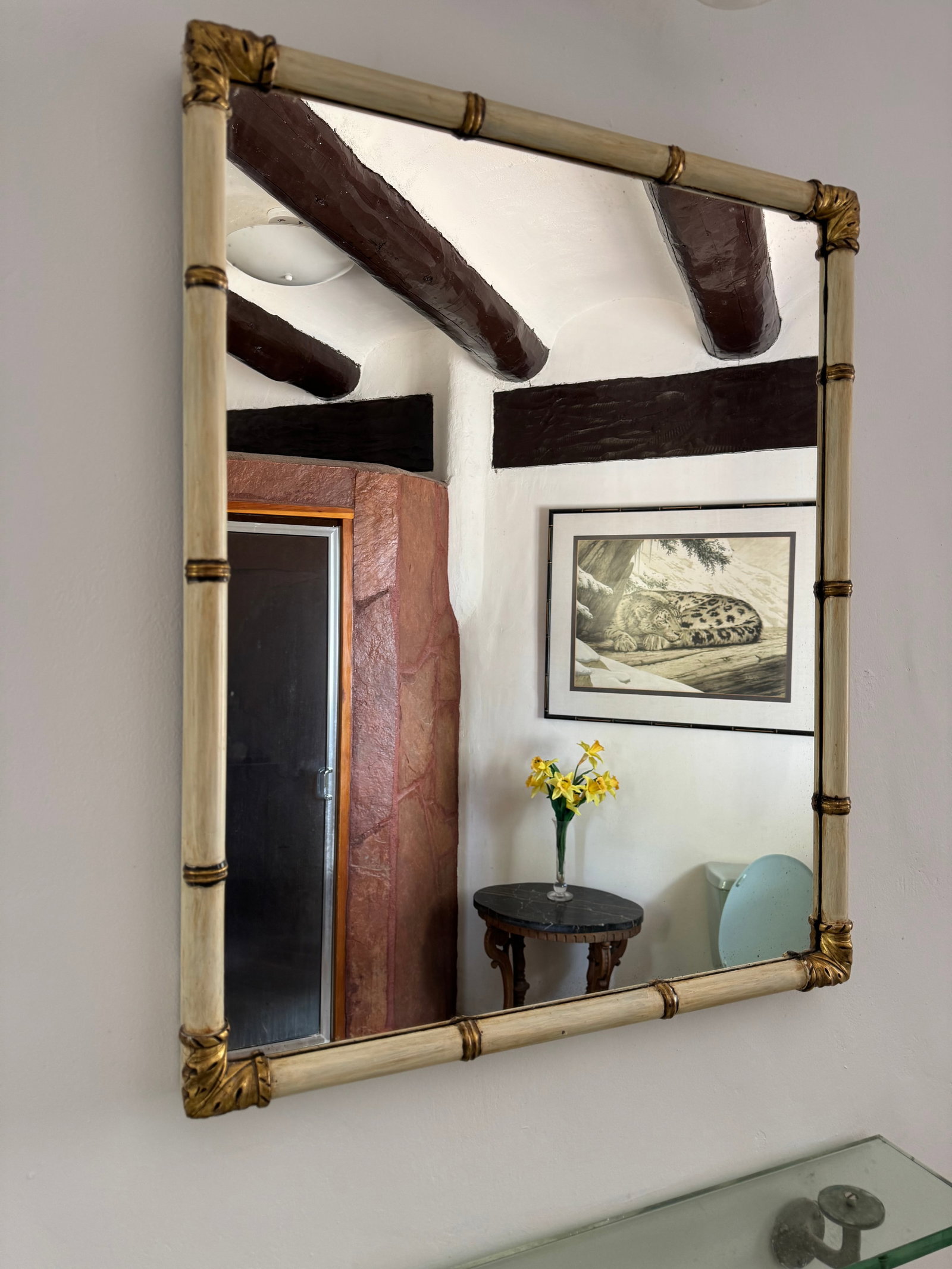 Hollywood Regency Faux Bamboo and Giltwood Wall Mirror - 2