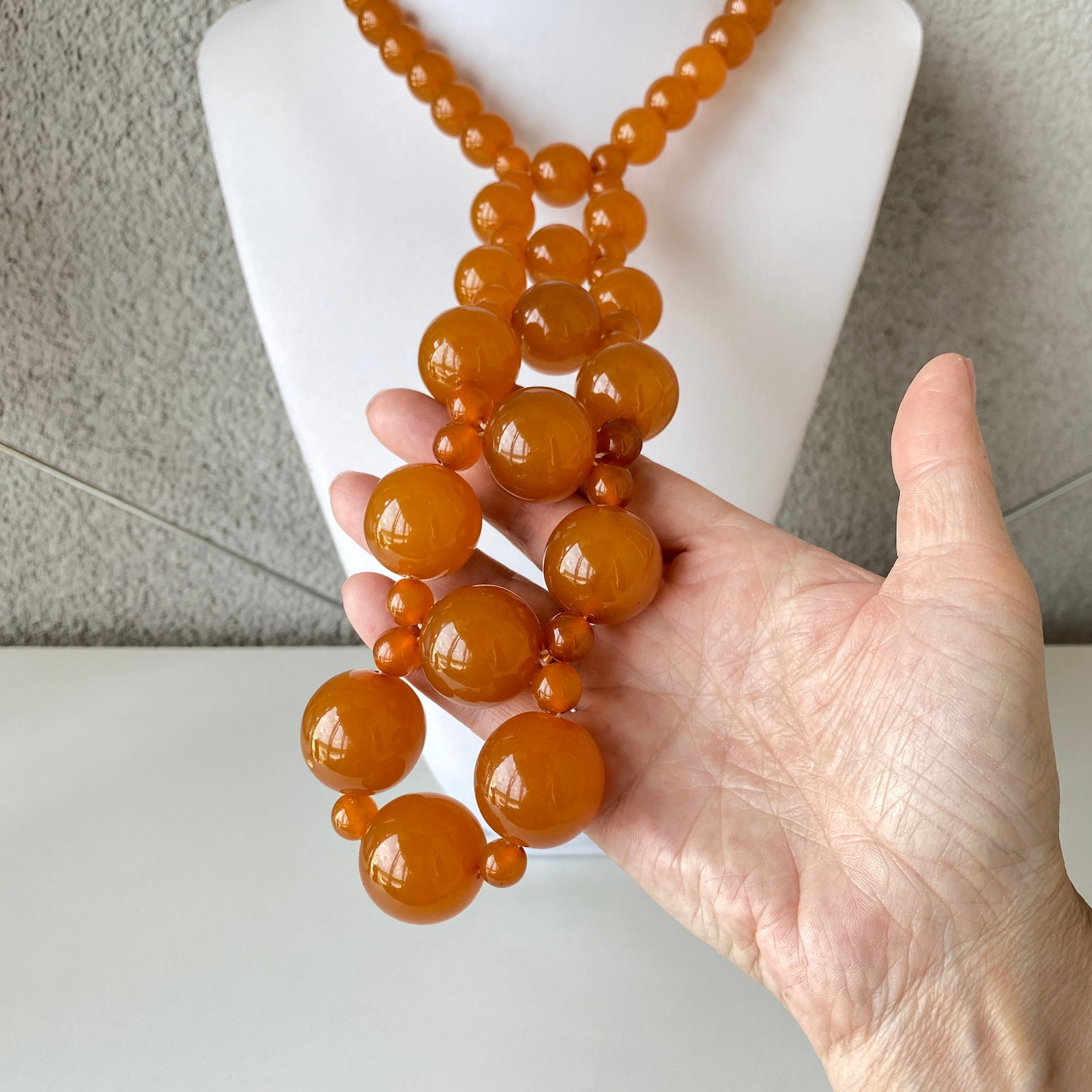 Antique Amber Necklace made from Round Amber beads - 2