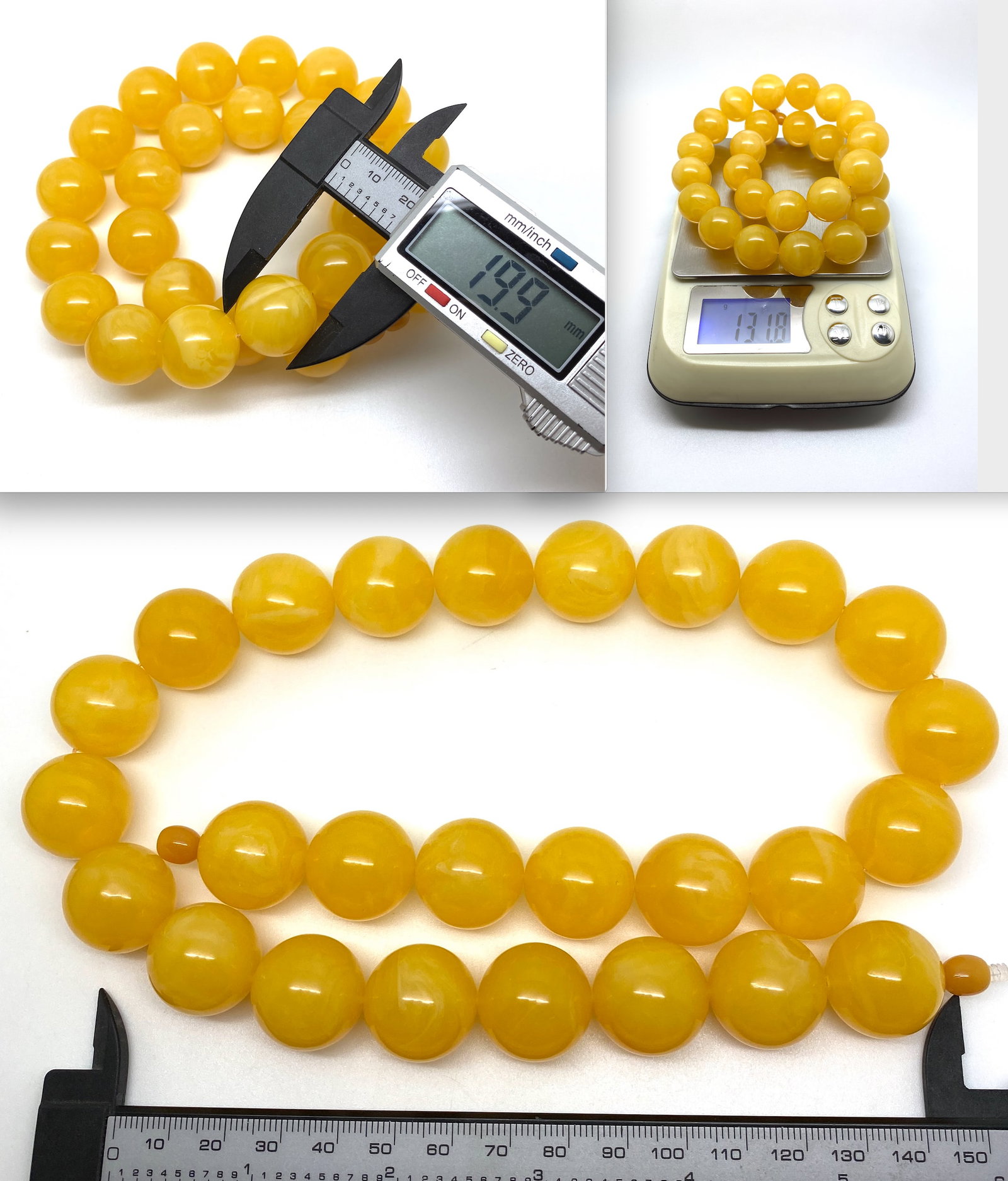 Unique and Stunning Amber Necklace made from Round Amber beads - 10
