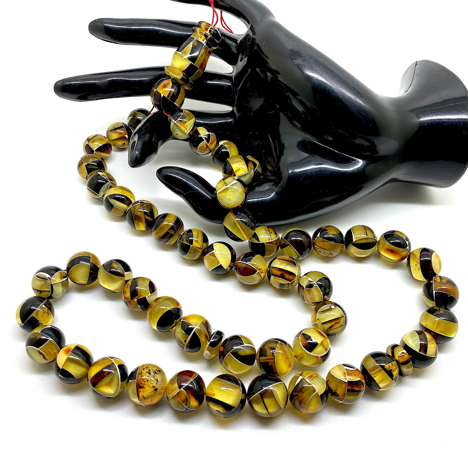 Unique and Staggering Amber Tesbih made from Round Amber beads - 11