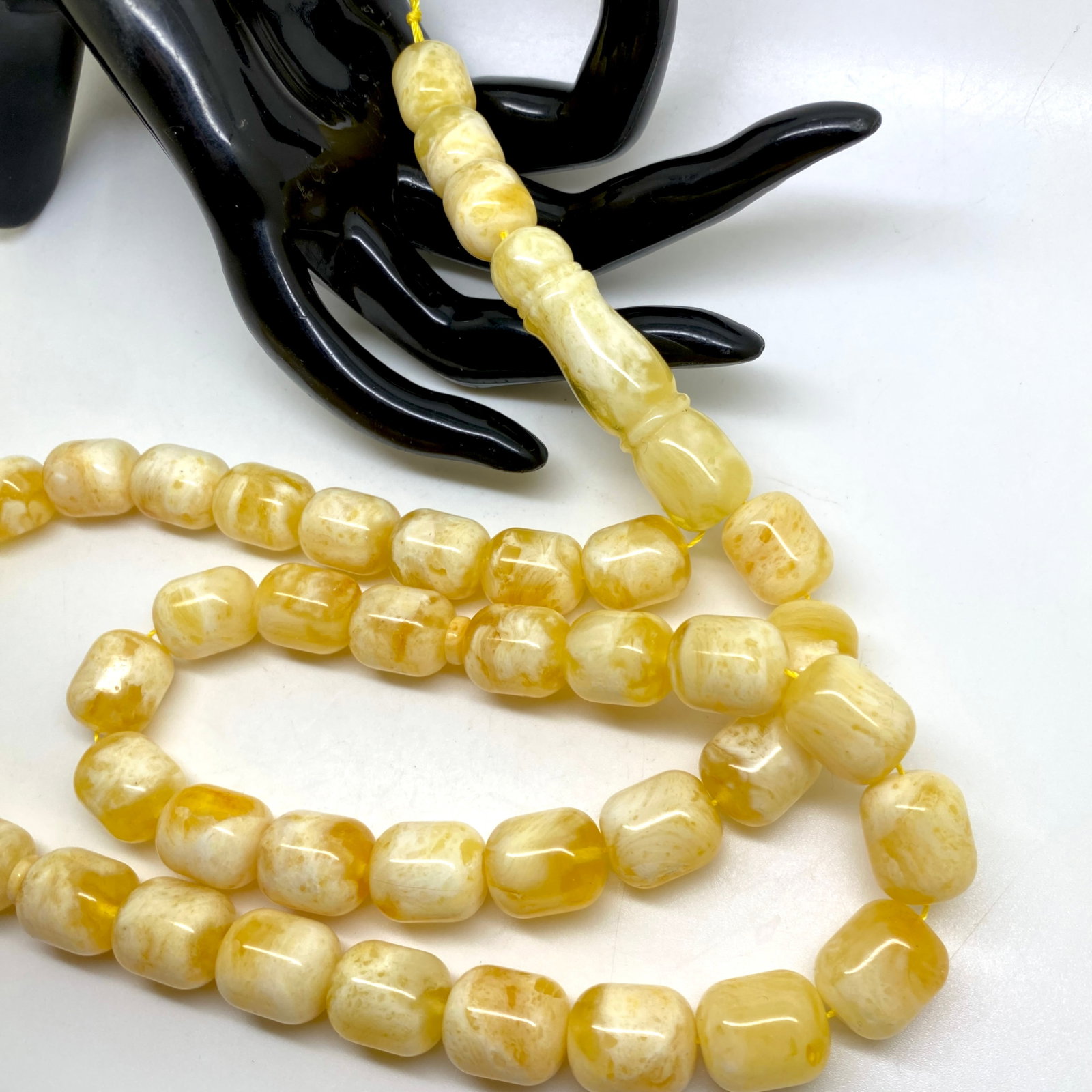 Magnificent Unique Antique Amber Tesbih made from Barrel shaped Amber beads - 6