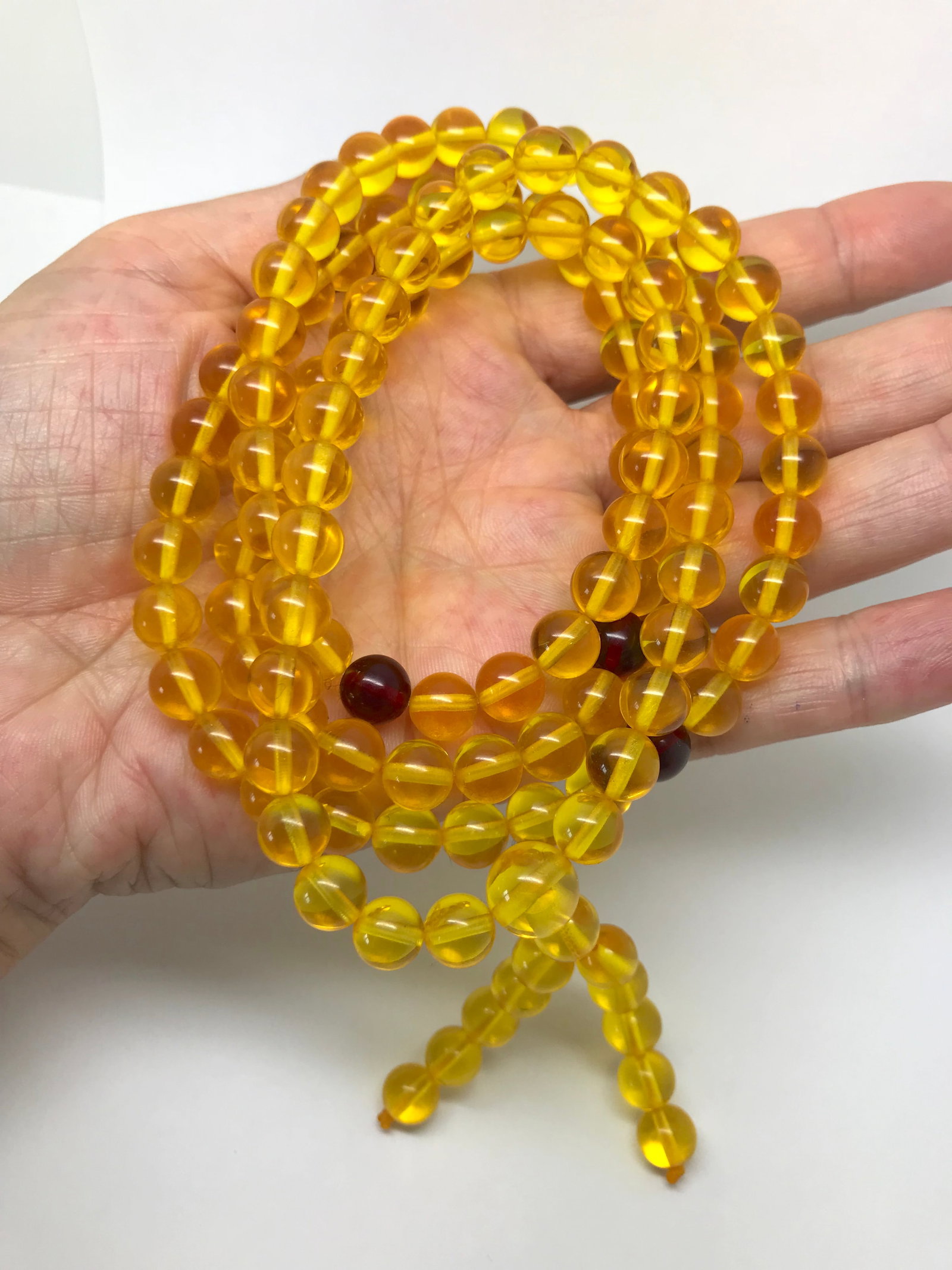 Unique and Remarkable Amber Mala made from Round Amber beads - 2