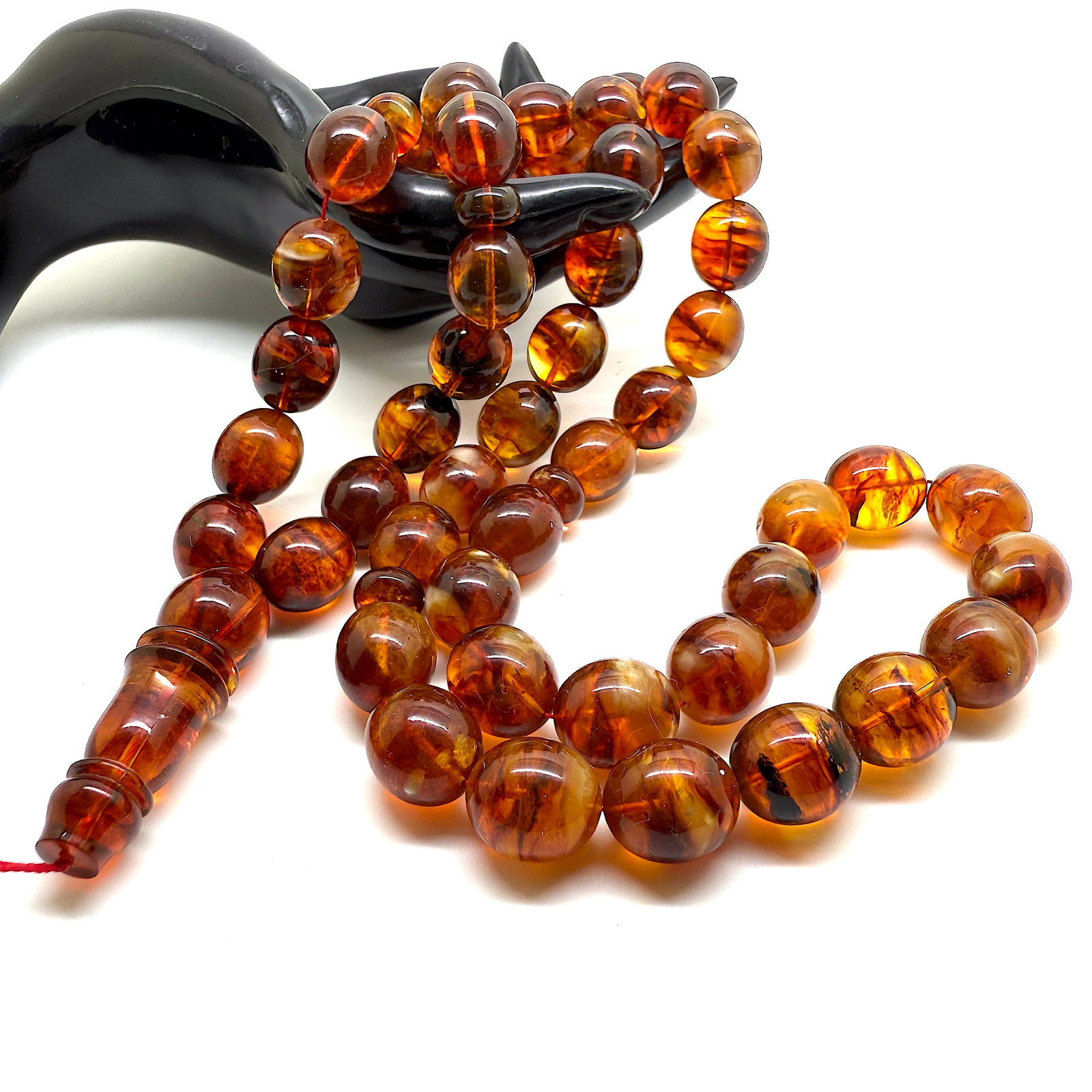 Unique and Magnificent Amber Tesbih made from Olive shaped Amber beads - 3