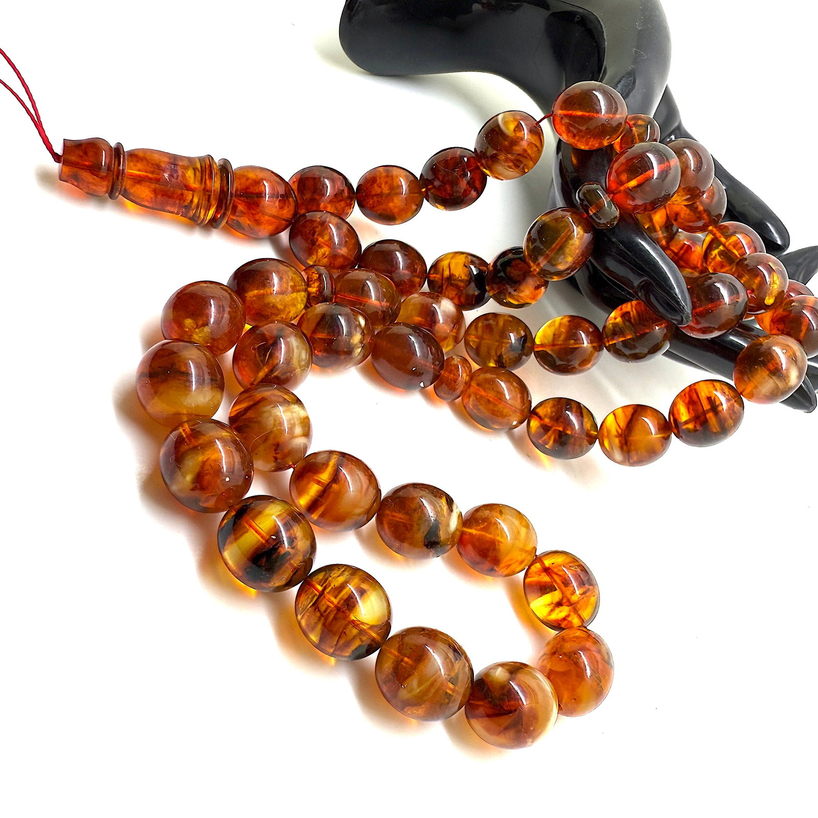 Unique and Magnificent Amber Tesbih made from Olive shaped Amber beads - 4