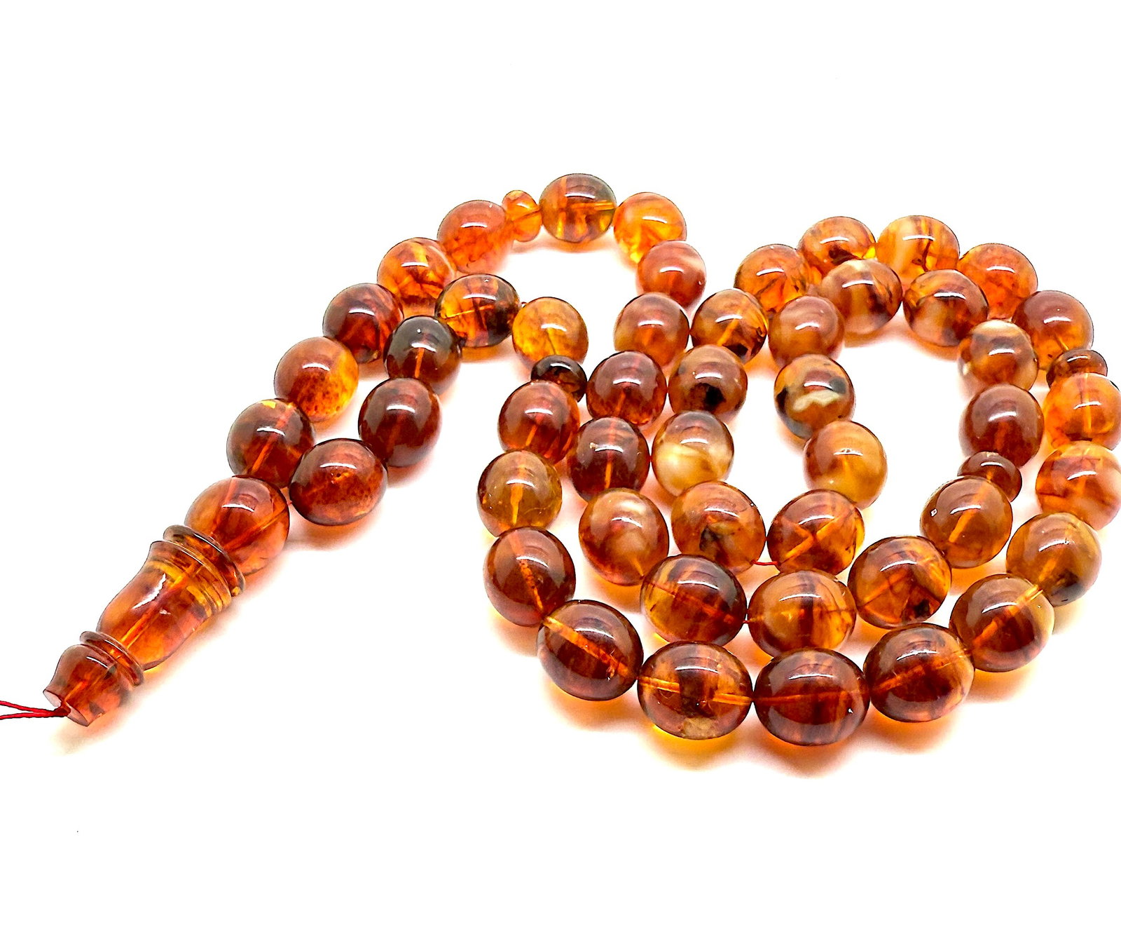 Unique and Magnificent Amber Tesbih made from Olive shaped Amber beads - 7