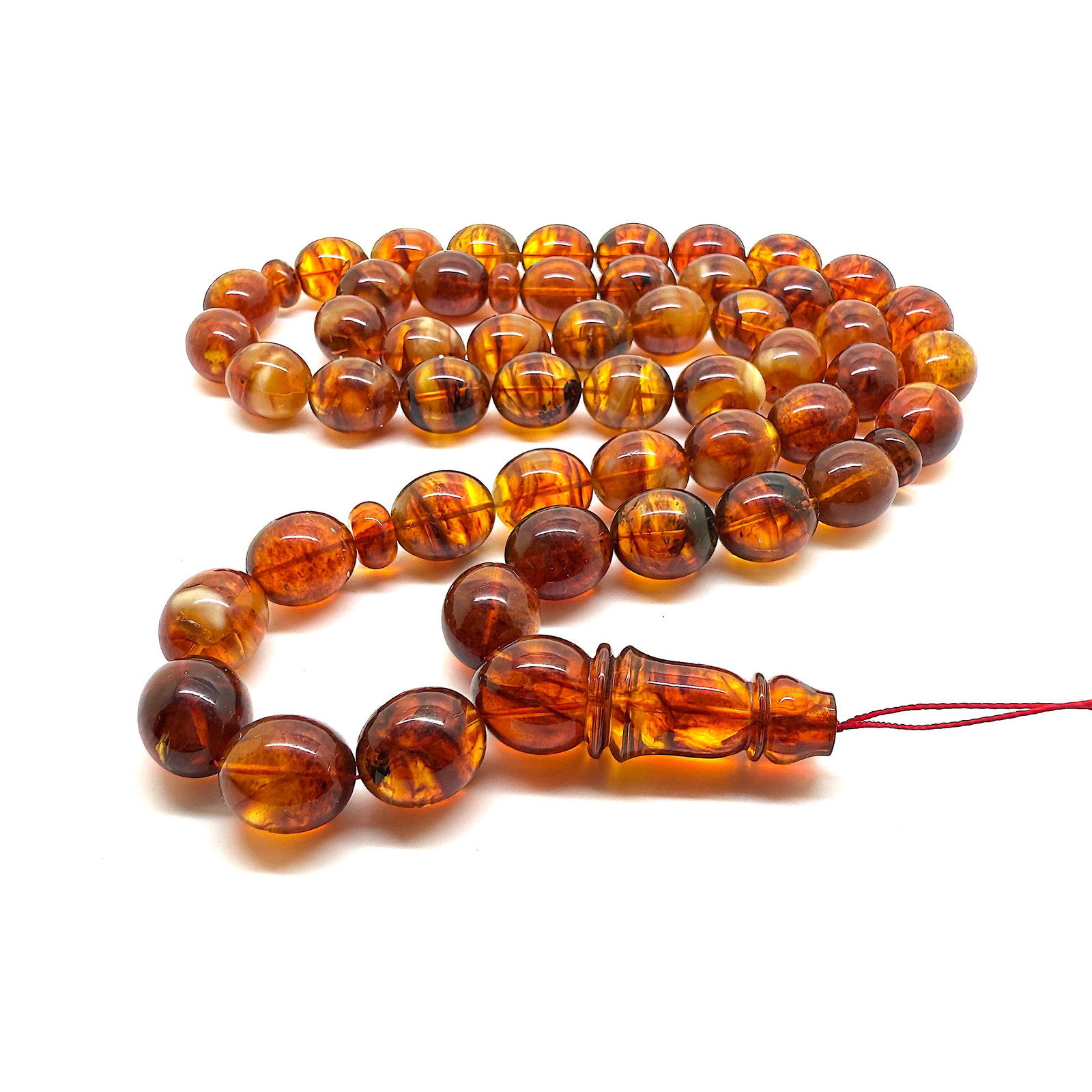 Unique and Magnificent Amber Tesbih made from Olive shaped Amber beads - 8