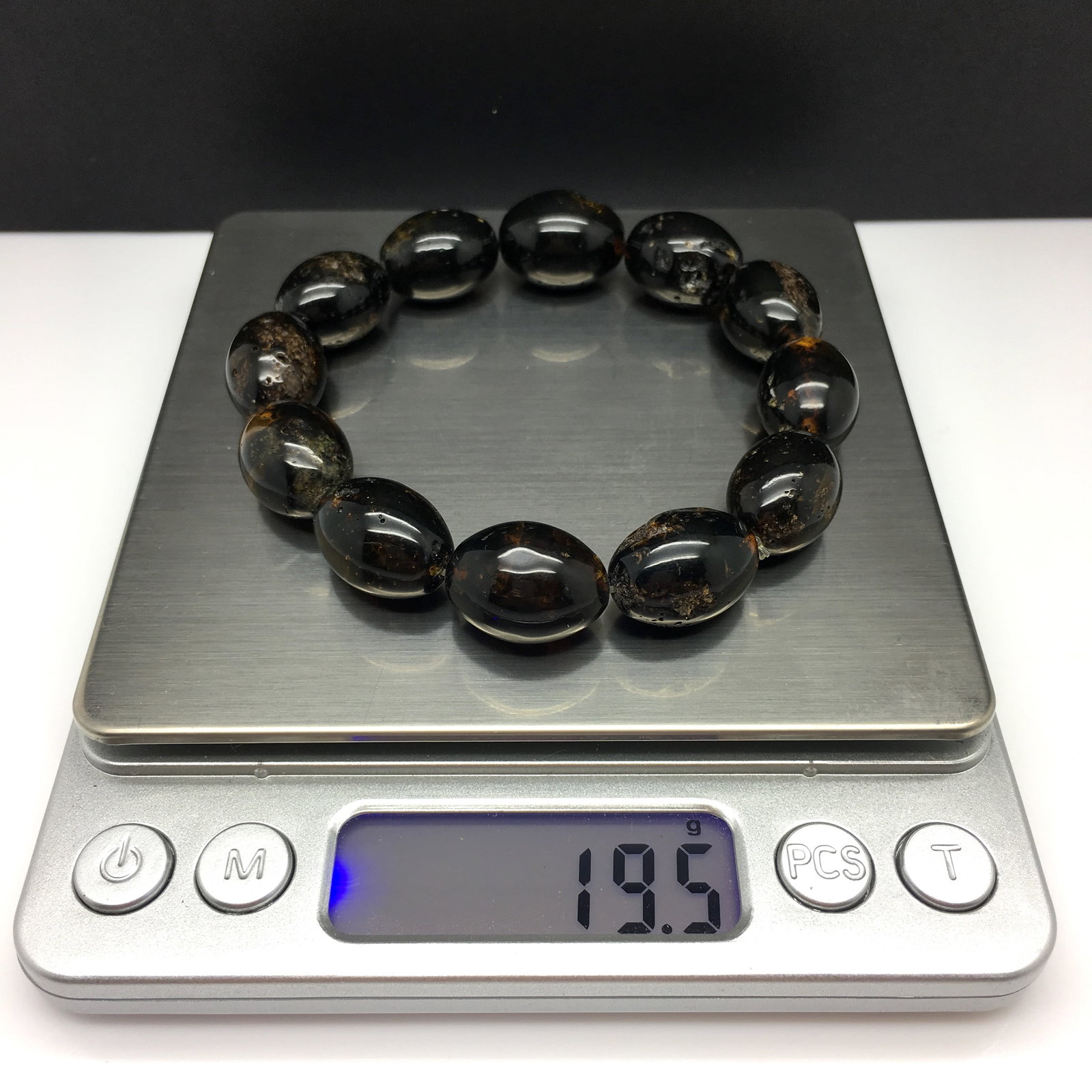 Antique Amber Bracelet made from Olive shaped Amber beads - 6