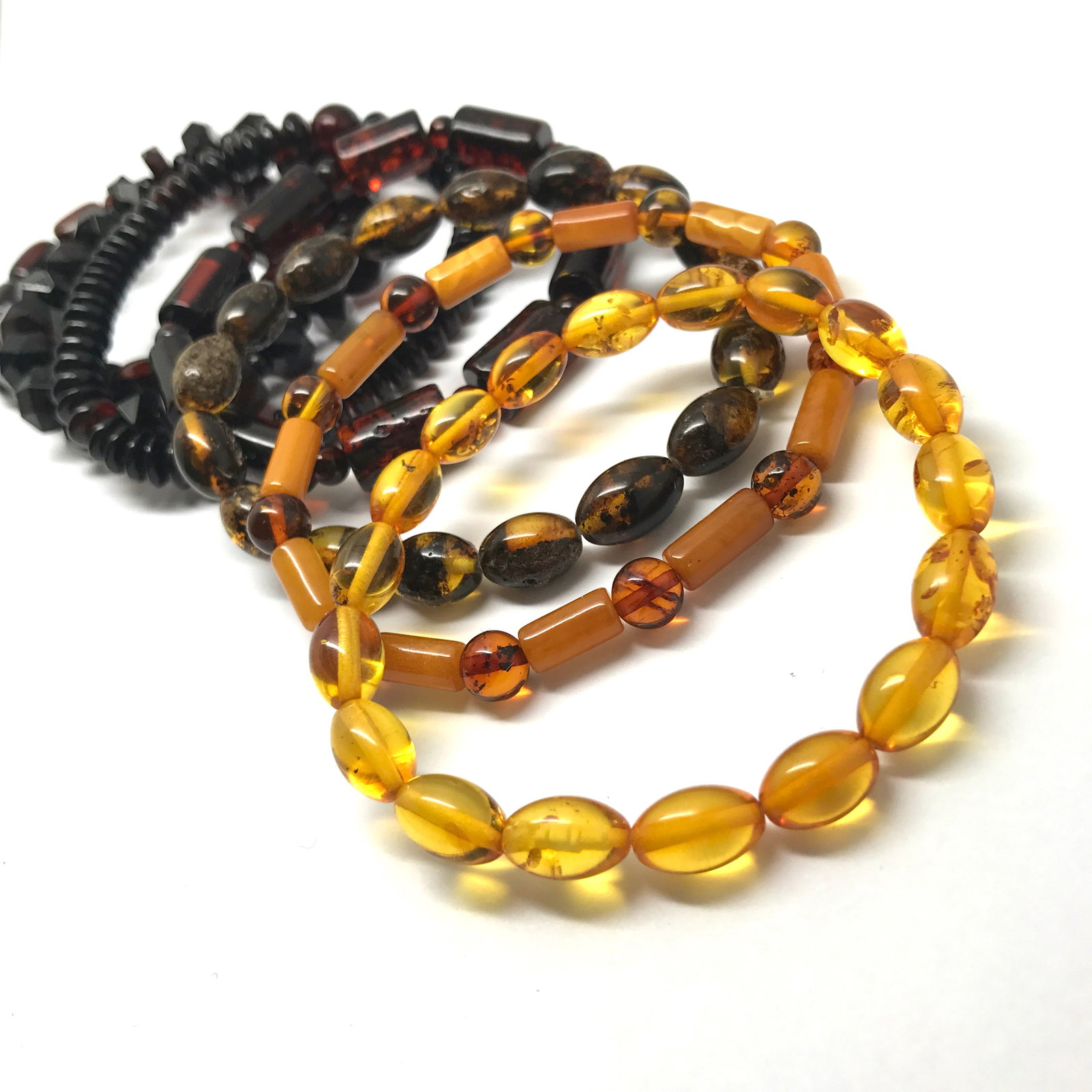 7x vintage bracelet Baltic amber various shape 48.7 grams - 3