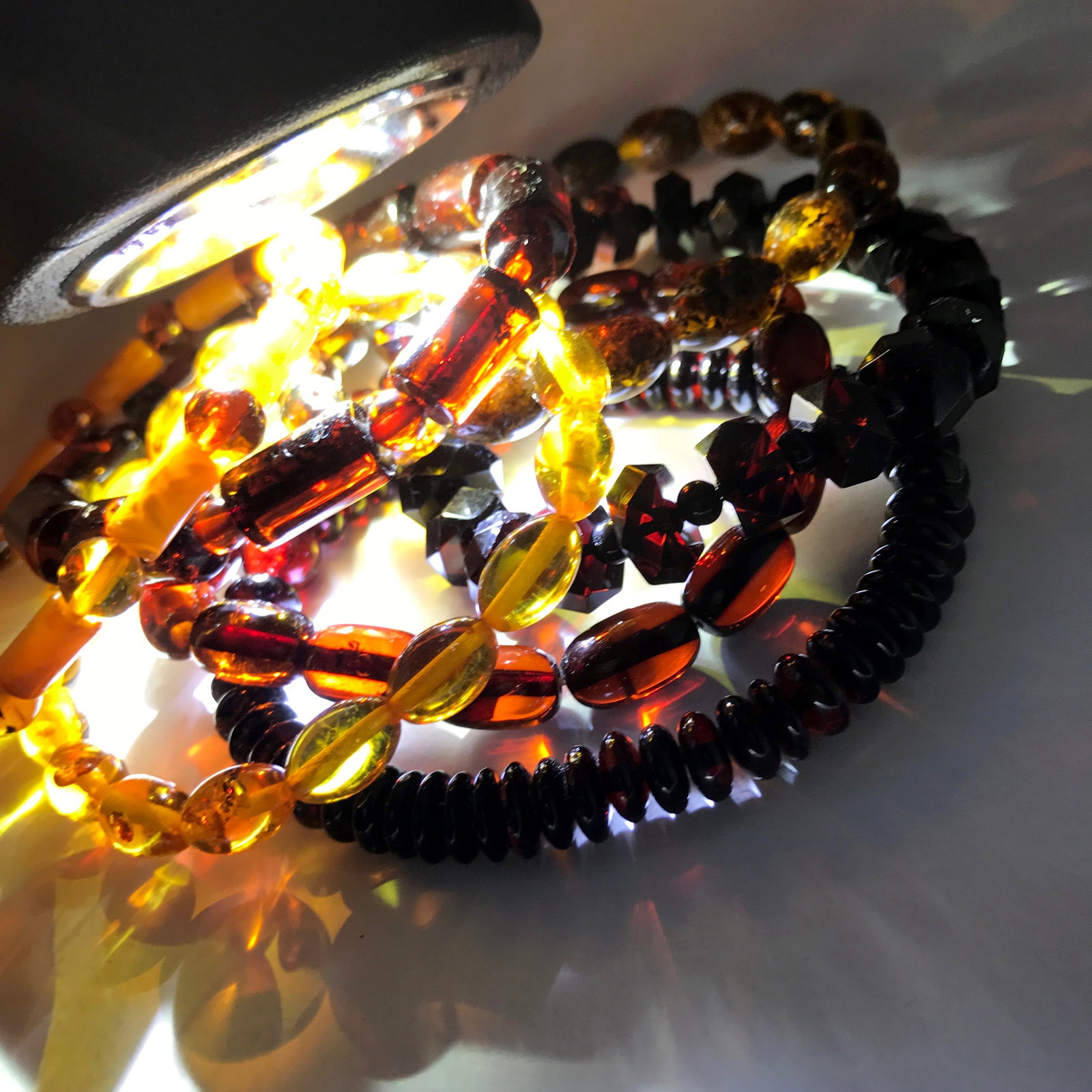 7x vintage bracelet Baltic amber various shape 48.7 grams - 6