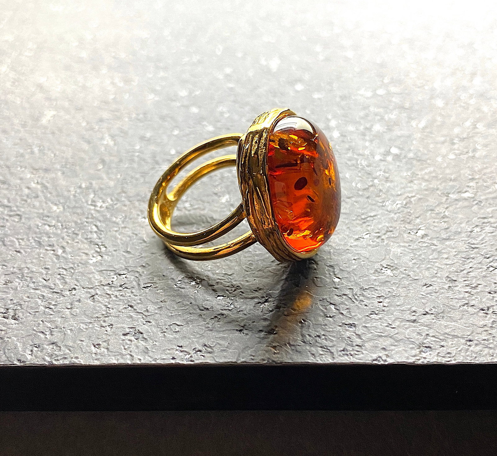 Adjustable Amber Ring - 13