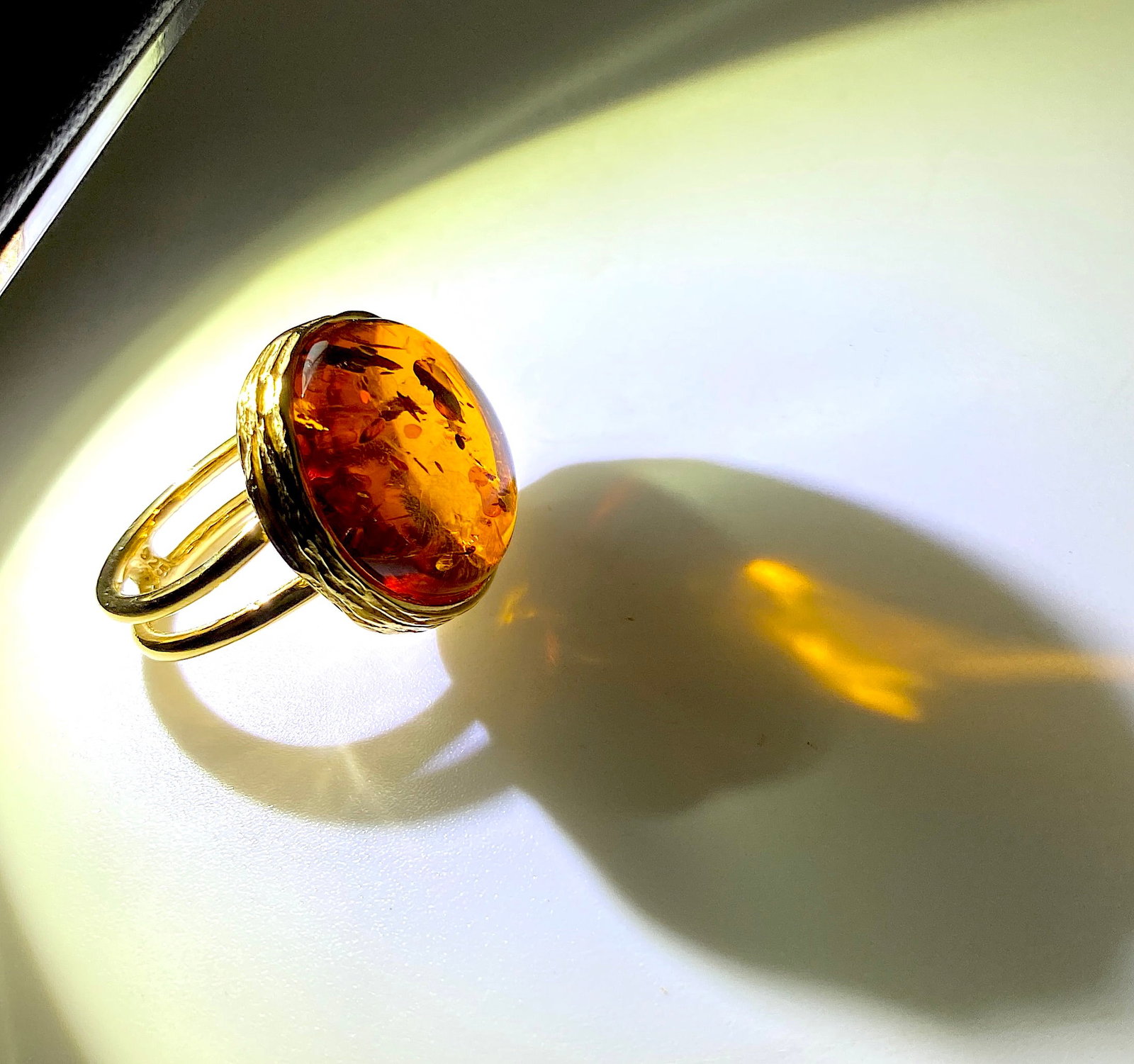 Adjustable Amber Ring - 9