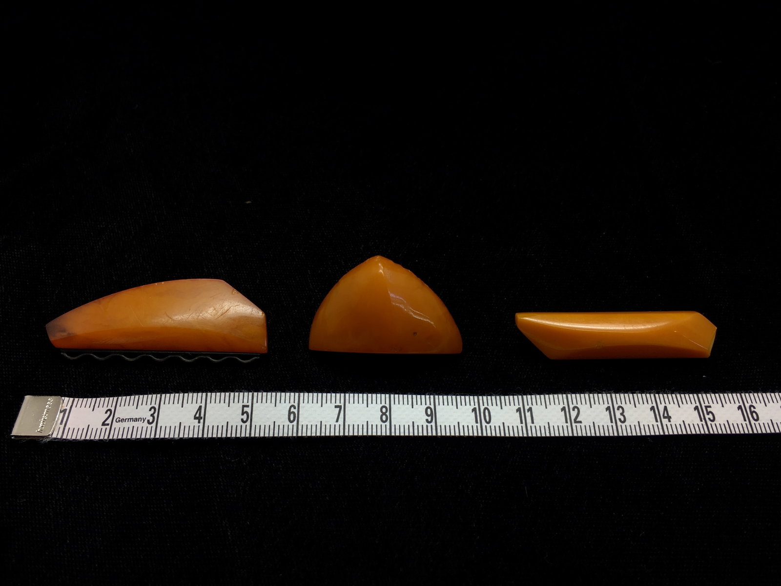 Antique Baltic amber brooch set x3 old butterscotch color - 2