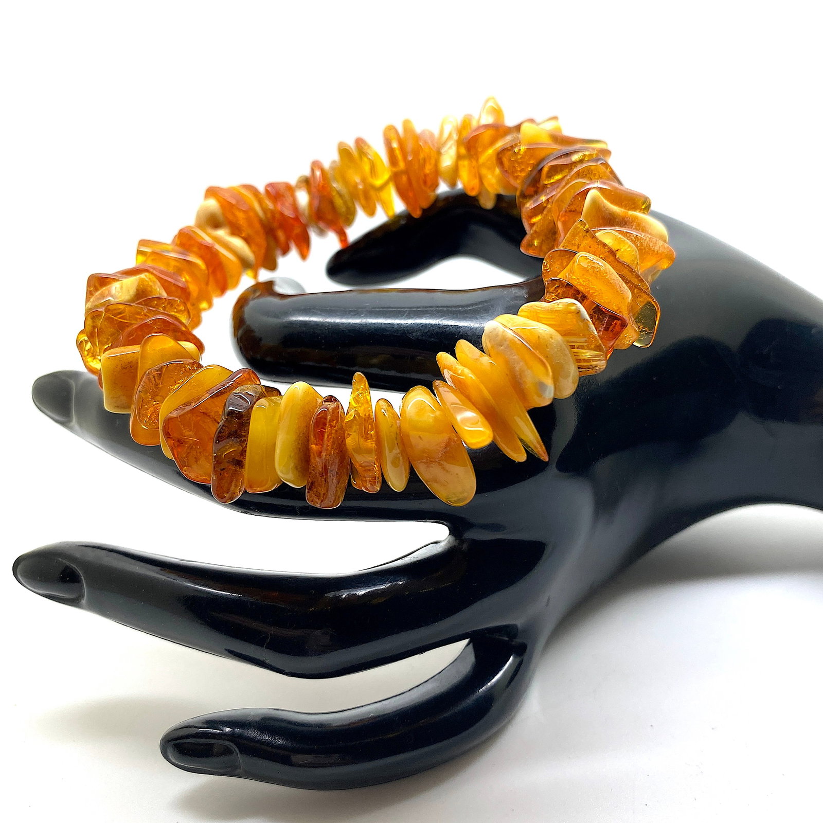 Exquisite Amber Bracelet made from Rough in shape Amber beads - 5
