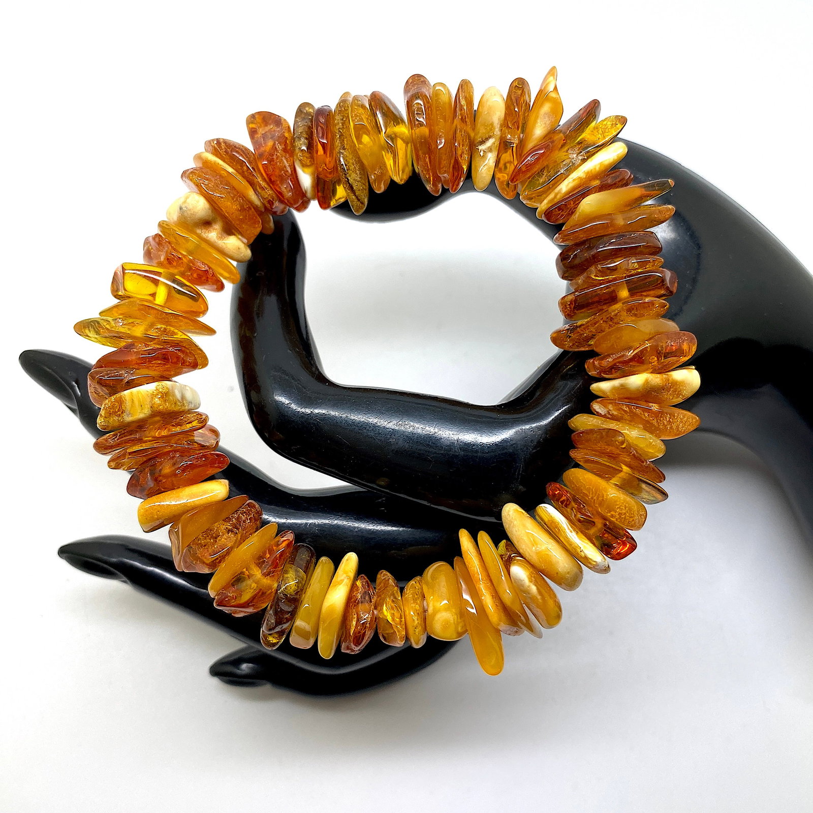 Exquisite Amber Bracelet made from Rough in shape Amber beads - 6