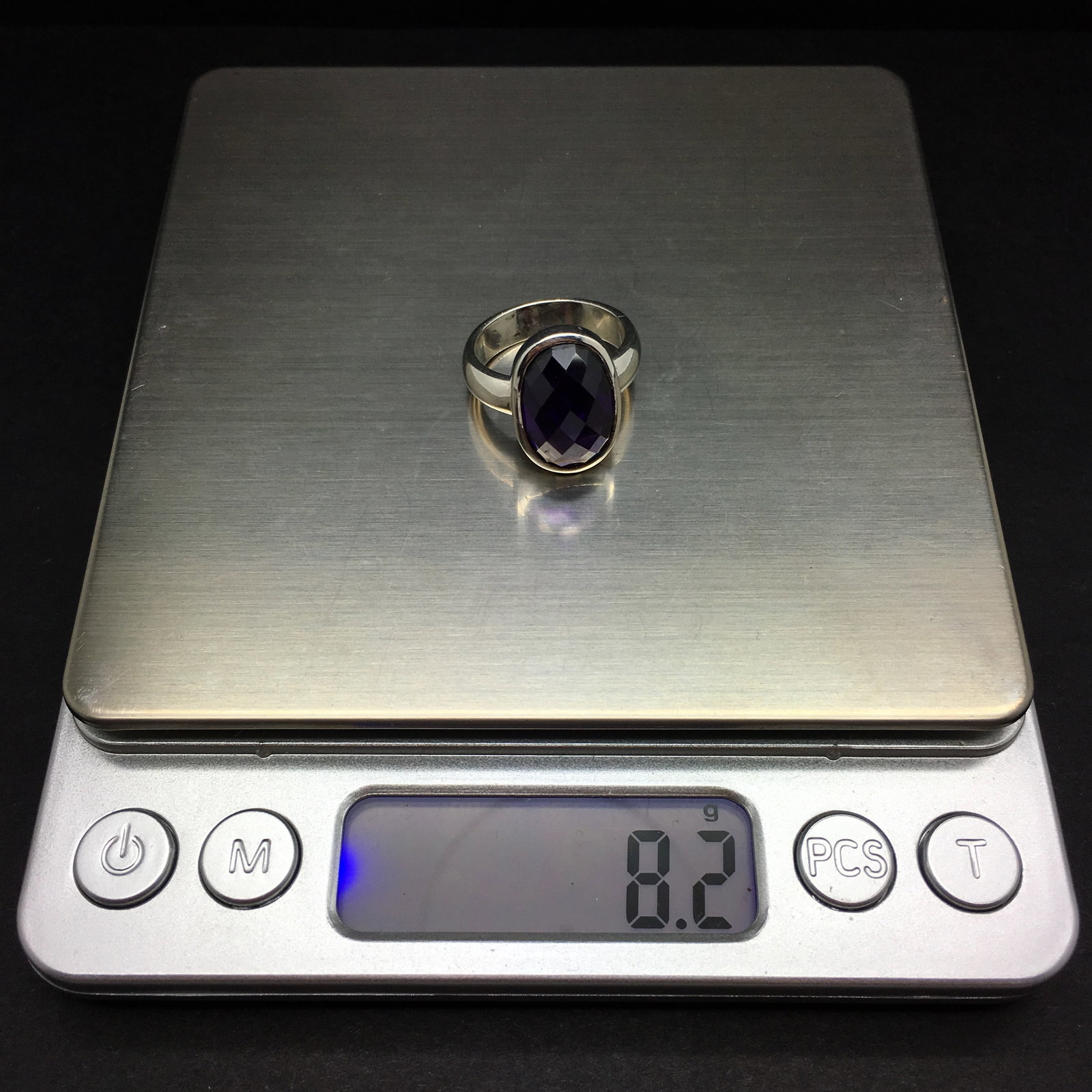 Old Amethyst and 925/1000 silver ring 8.2 gr - 6