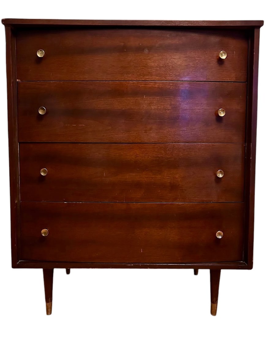 Mid-Century Modern Four-Drawer Chest with Brass Pulls (1 of 1)