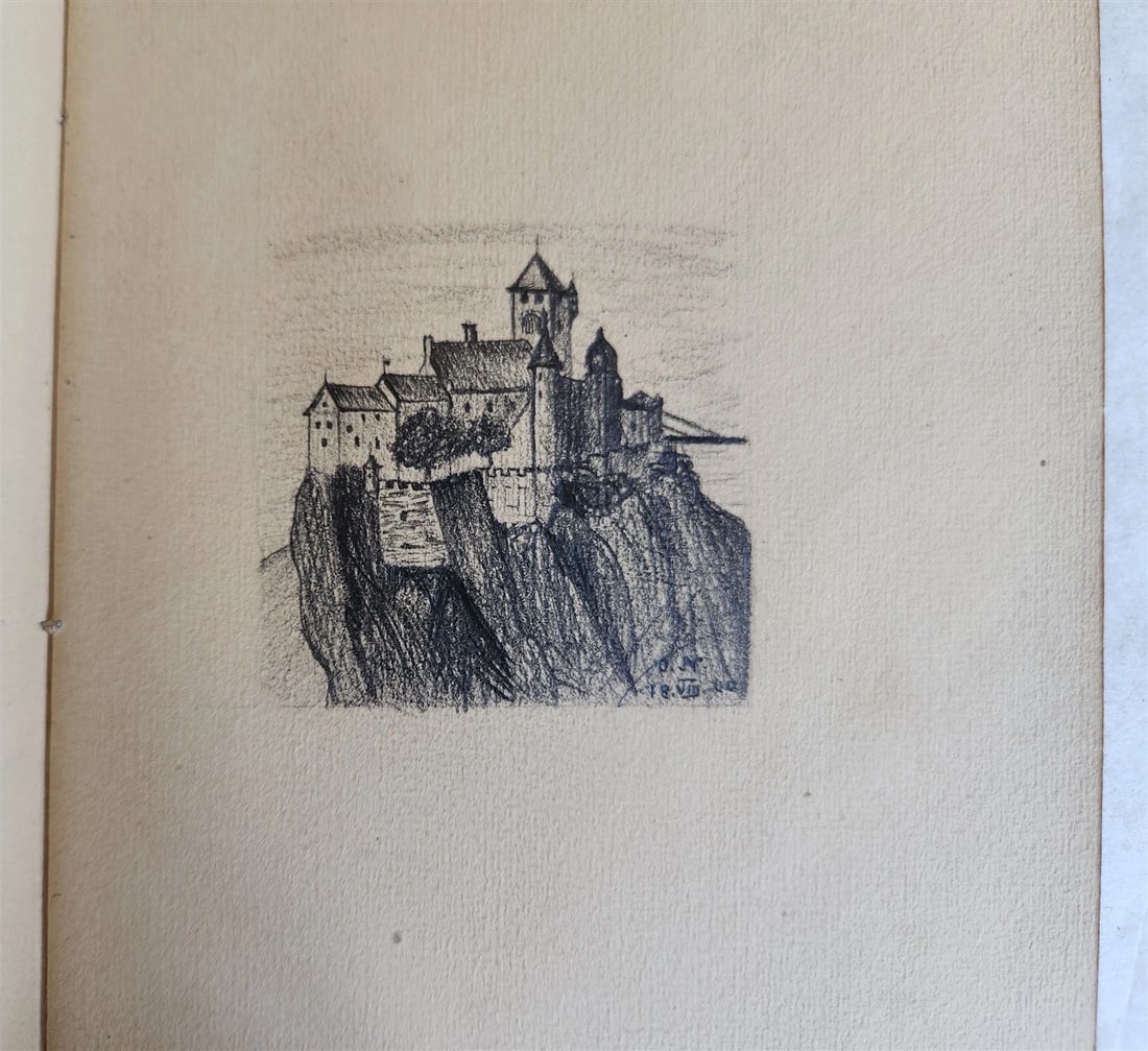 1900s ARTISTS LITTLE ALBUM - MANUSCRIPT DRAWINGS antique ILLUSTRATED - 4