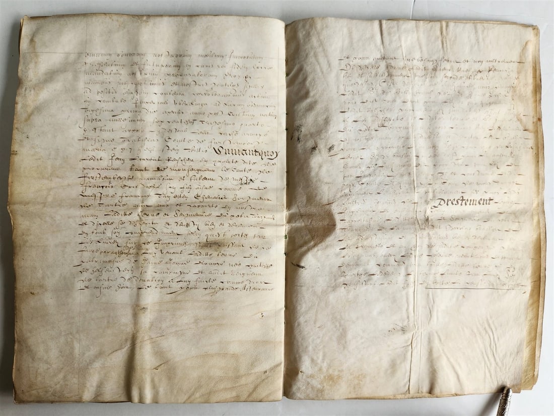17th century MANUSCRIPT on VELLUM ANTIQUE LEGAL DOCUMENT in FRENCH 24 pages - 10