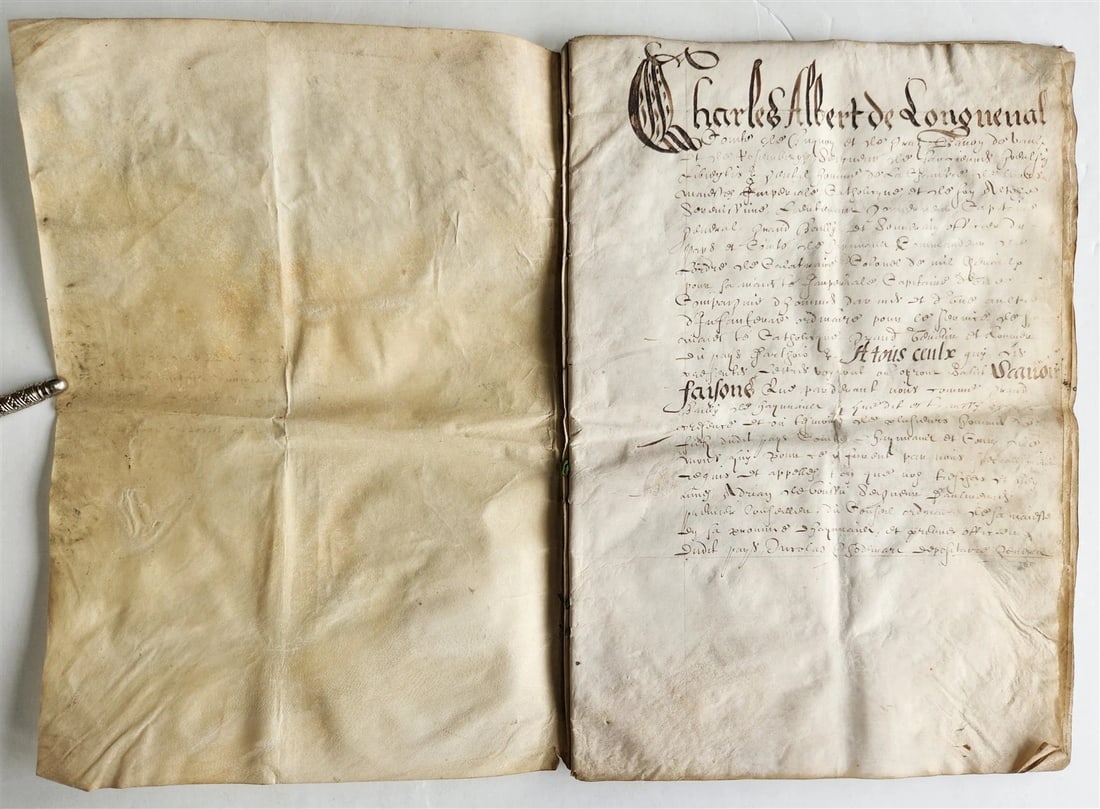17th century MANUSCRIPT on VELLUM ANTIQUE LEGAL DOCUMENT in FRENCH 24 pages - 4