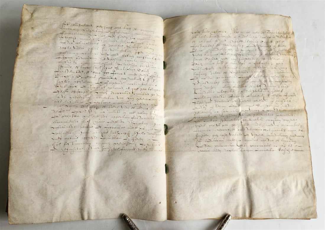 17th century MANUSCRIPT on VELLUM ANTIQUE LEGAL DOCUMENT in FRENCH 24 pages - 8