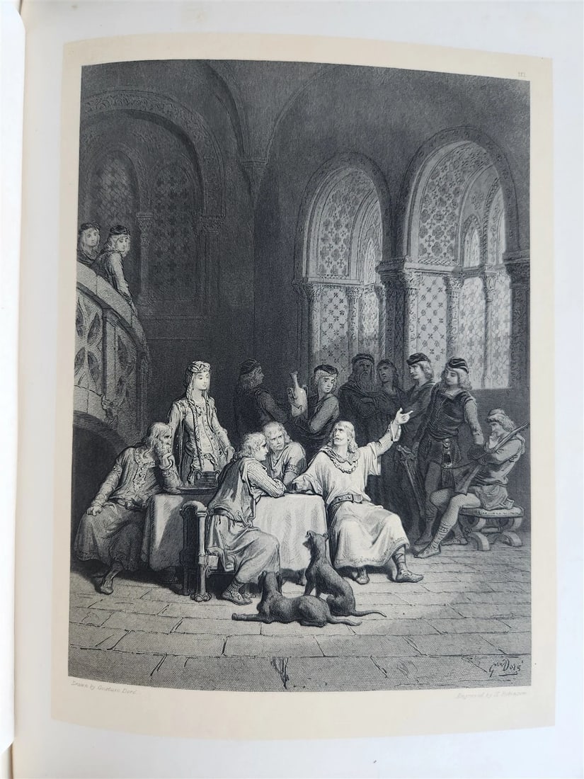 1880s GUSTAVE DORE ILLUSTRATED KONIGSIDYLLEN by A. TENNYSON antique FOLIO poetry - 10
