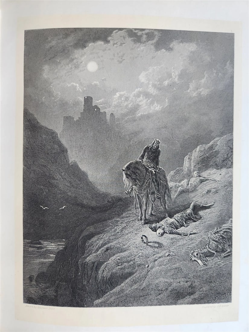 1880s GUSTAVE DORE ILLUSTRATED KONIGSIDYLLEN by A. TENNYSON antique FOLIO poetry - 12