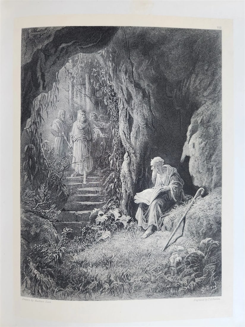 1880s GUSTAVE DORE ILLUSTRATED KONIGSIDYLLEN by A. TENNYSON antique FOLIO poetry - 14