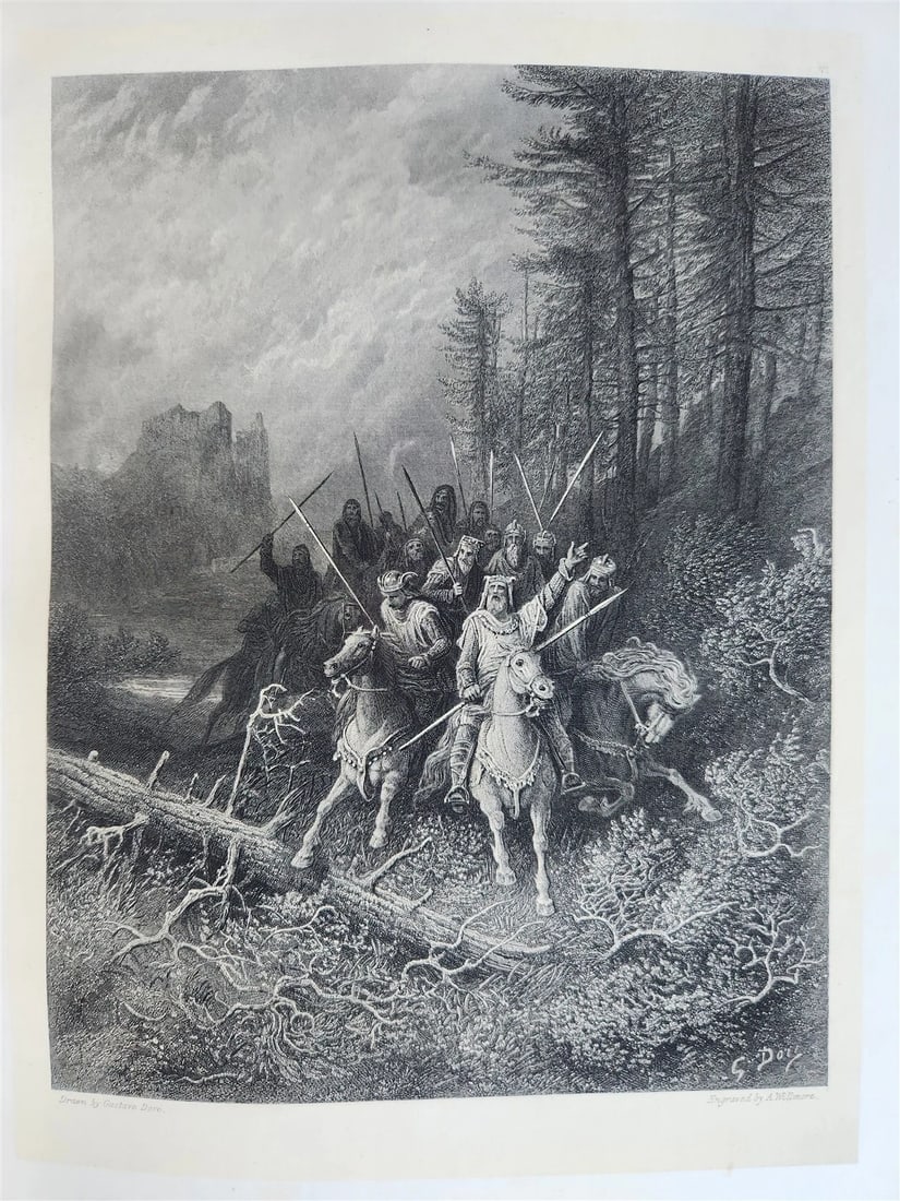 1880s GUSTAVE DORE ILLUSTRATED KONIGSIDYLLEN by A. TENNYSON antique FOLIO poetry - 17