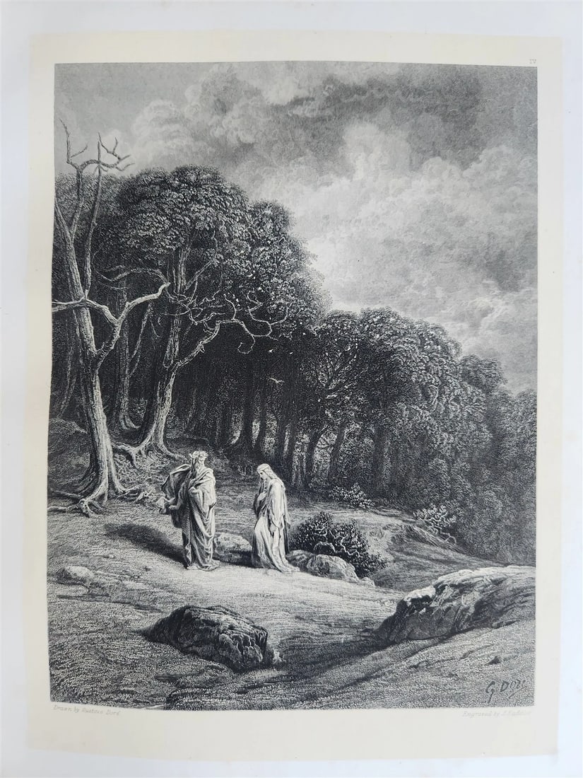 1880s GUSTAVE DORE ILLUSTRATED KONIGSIDYLLEN by A. TENNYSON antique FOLIO poetry - 19