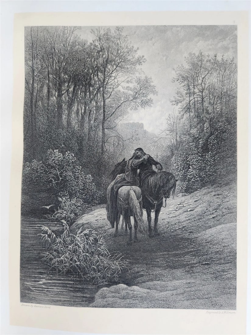 1880s GUSTAVE DORE ILLUSTRATED KONIGSIDYLLEN by A. TENNYSON antique FOLIO poetry - 4