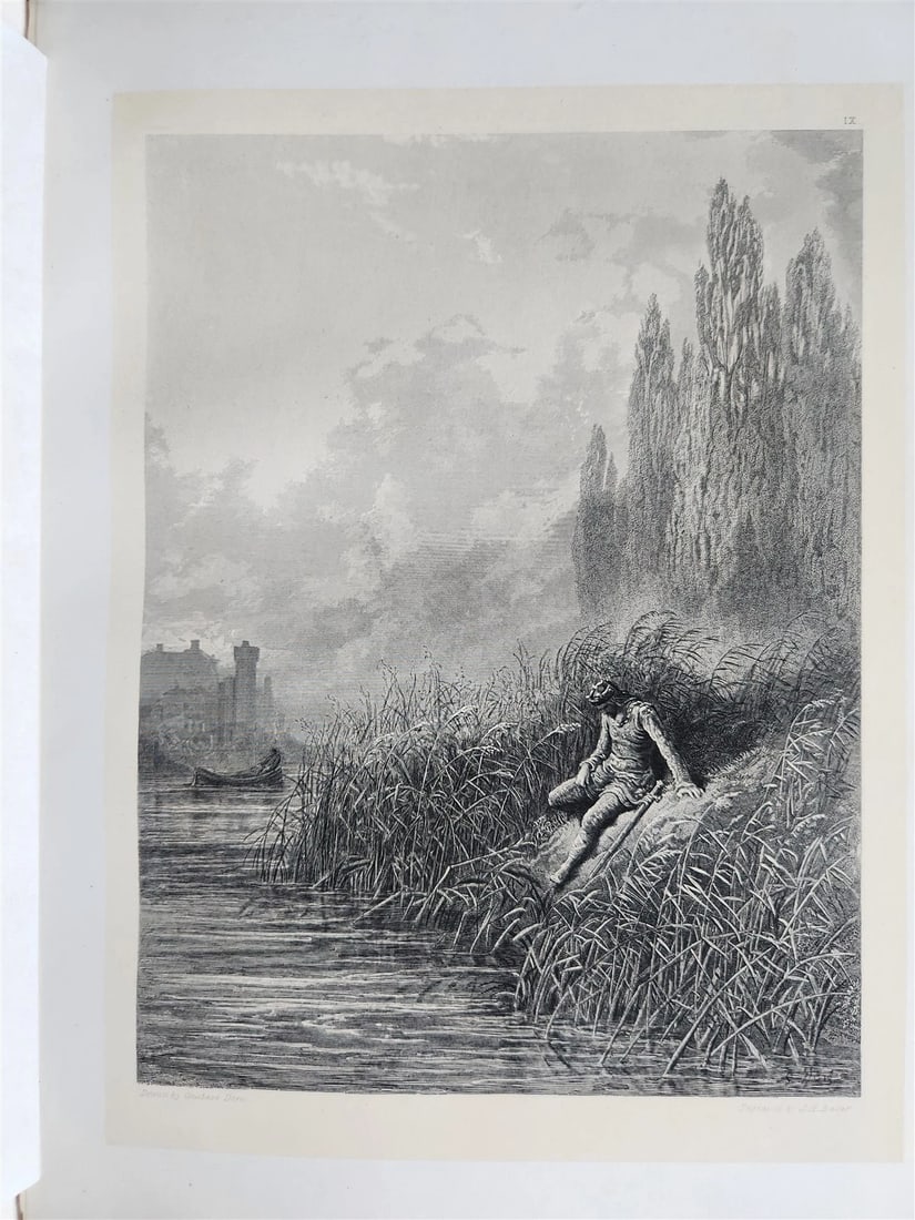 1880s GUSTAVE DORE ILLUSTRATED KONIGSIDYLLEN by A. TENNYSON antique FOLIO poetry - 5