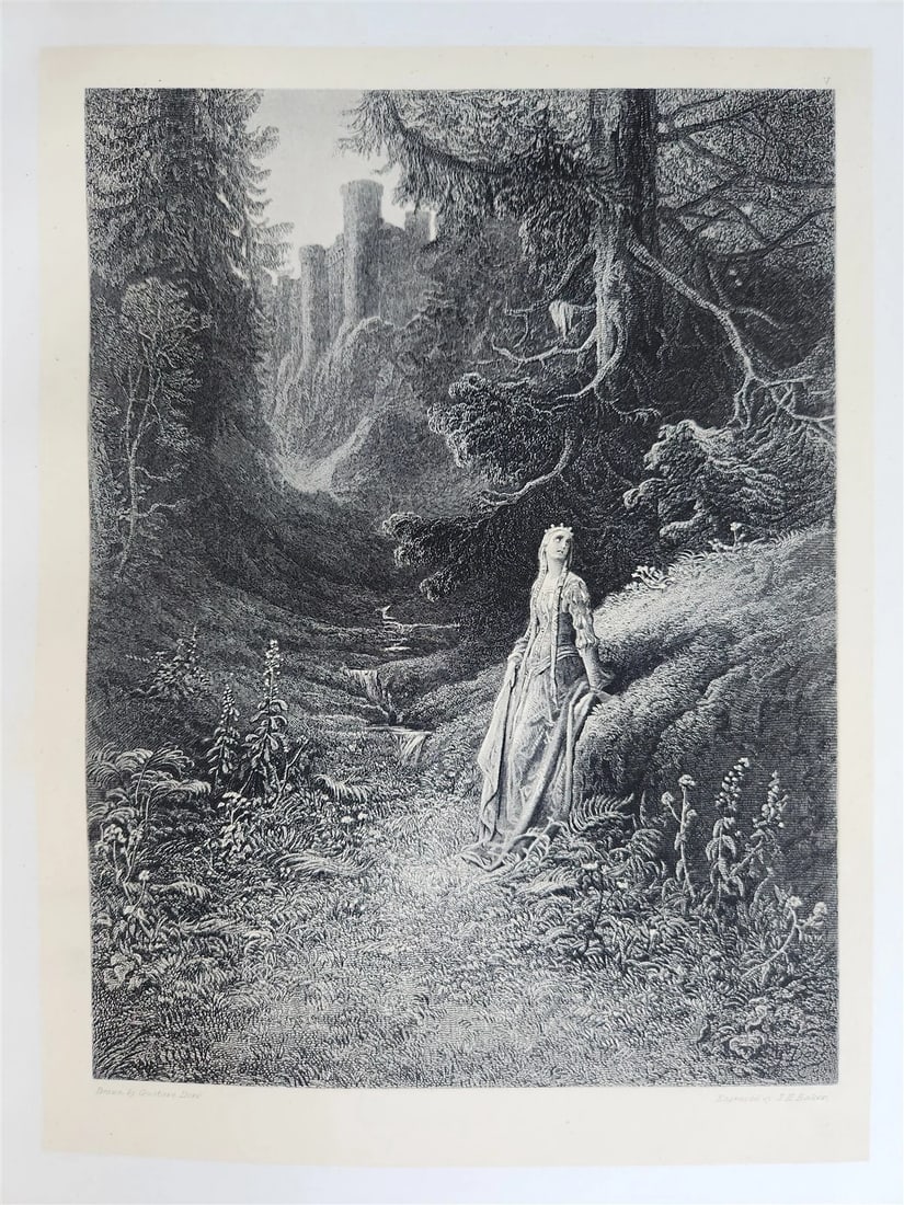 1880s GUSTAVE DORE ILLUSTRATED KONIGSIDYLLEN by A. TENNYSON antique FOLIO poetry - 8
