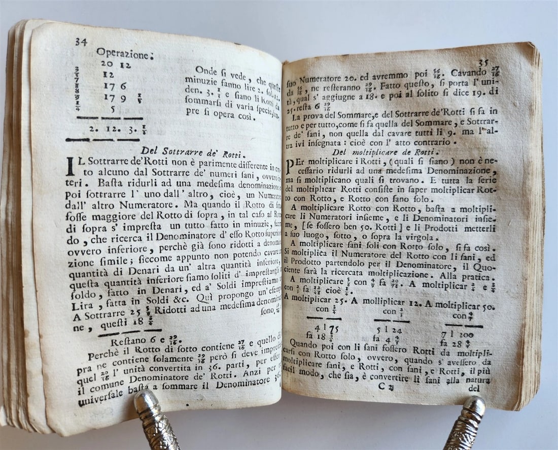 1737 ARITHMETIC TREATISE in ITALIAN antique Trattato aritmetico VELLUM BINDING - 12