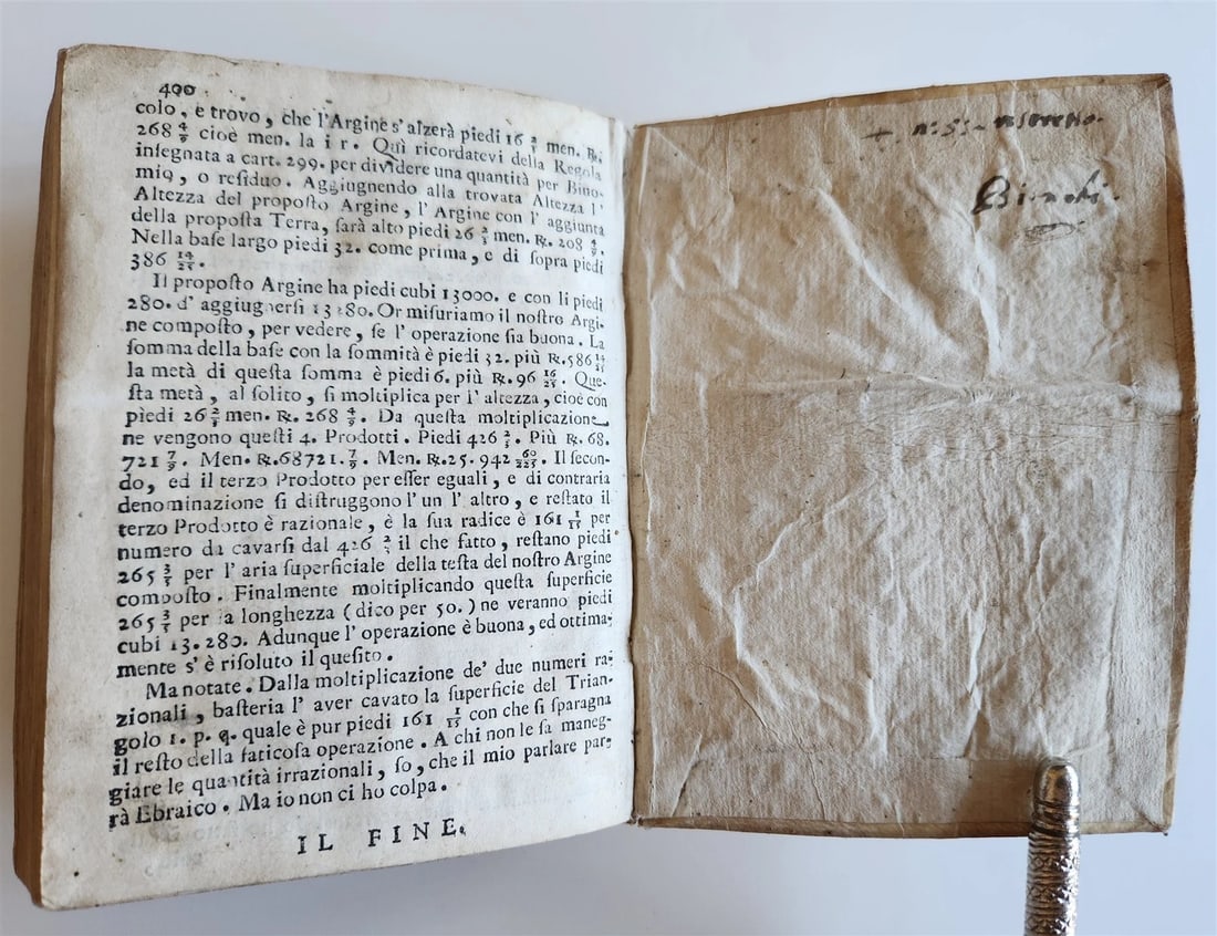 1737 ARITHMETIC TREATISE in ITALIAN antique Trattato aritmetico VELLUM BINDING - 5