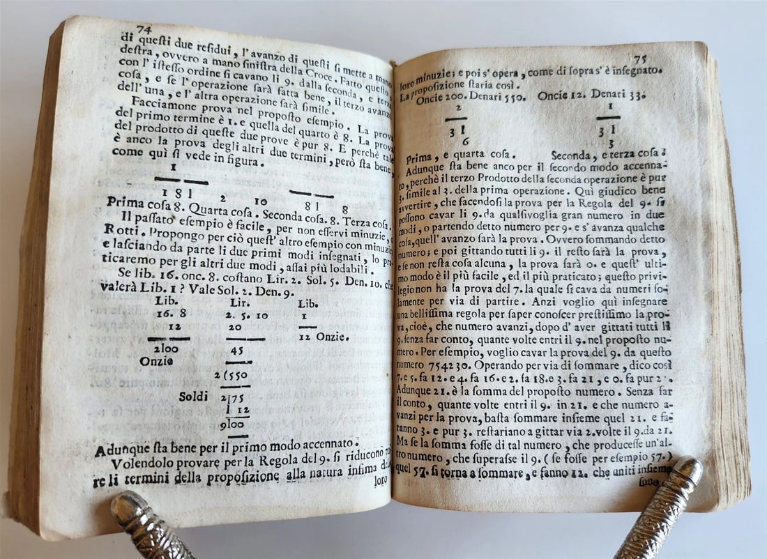 1737 ARITHMETIC TREATISE in ITALIAN antique Trattato aritmetico VELLUM BINDING - 7