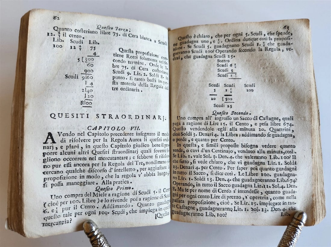 1737 ARITHMETIC TREATISE in ITALIAN antique Trattato aritmetico VELLUM BINDING - 8