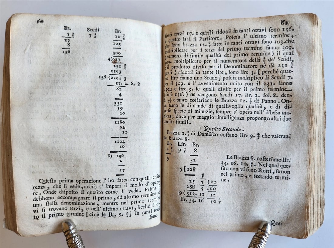 1737 ARITHMETIC TREATISE in ITALIAN antique Trattato aritmetico VELLUM BINDING - 9