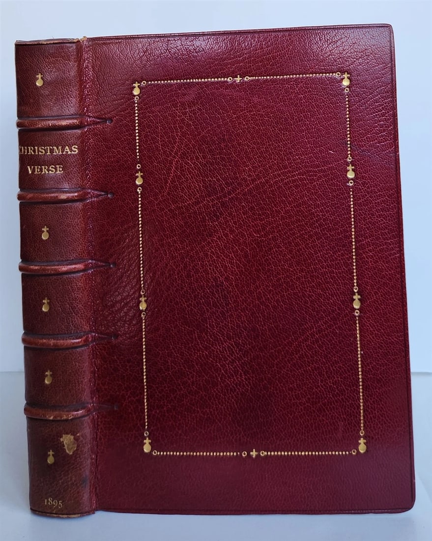 1895 BOOK of CHRISTMAS VERSE antique ILLUSTRATED by Walter Crane SIGNED BINDING - 2