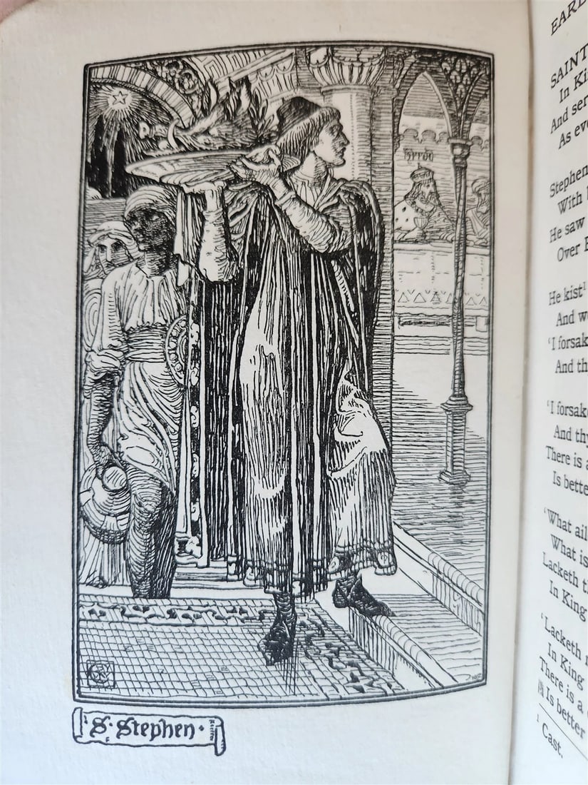 1895 BOOK of CHRISTMAS VERSE antique ILLUSTRATED by Walter Crane SIGNED BINDING - 5