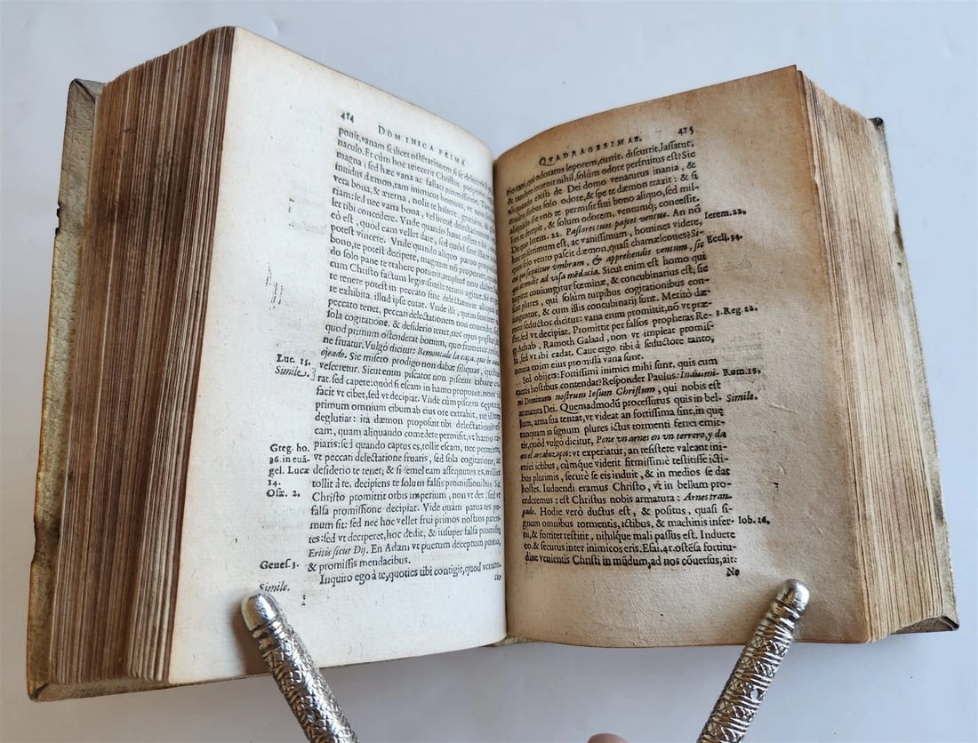 1597 SERMONS by Jesuit Ioannis Osorii antique HAND TOOLED PIGSKIN OVER WOOD - 7