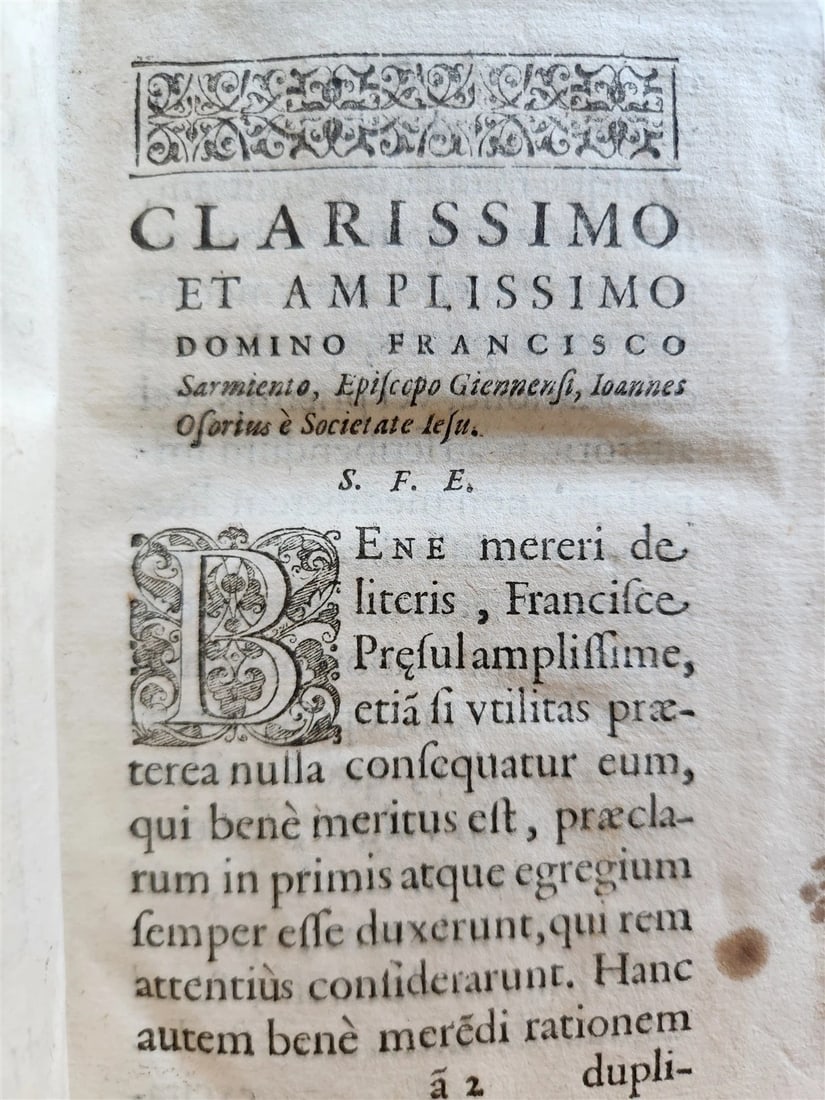 1597 SERMONS by Jesuit Ioannis Osorii antique HAND TOOLED PIGSKIN OVER WOOD - 9