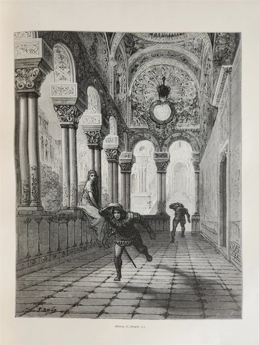 1880s LUDOVICO ARIOSTO RASENDER ROLAND 2 vol antique Illustrated by GUSTAVE DORE - 20