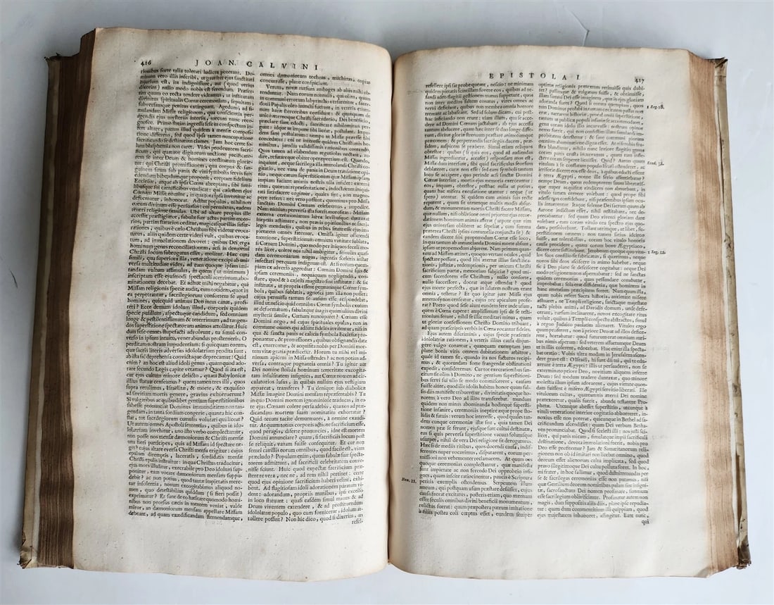 1667 JOHN CALVIN THEOLOGY & SENECA COMMENTARIES antique VELLUM BOUND FOLIO - 8