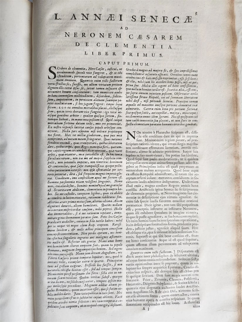 1667 JOHN CALVIN THEOLOGY & SENECA COMMENTARIES antique VELLUM BOUND FOLIO - 9