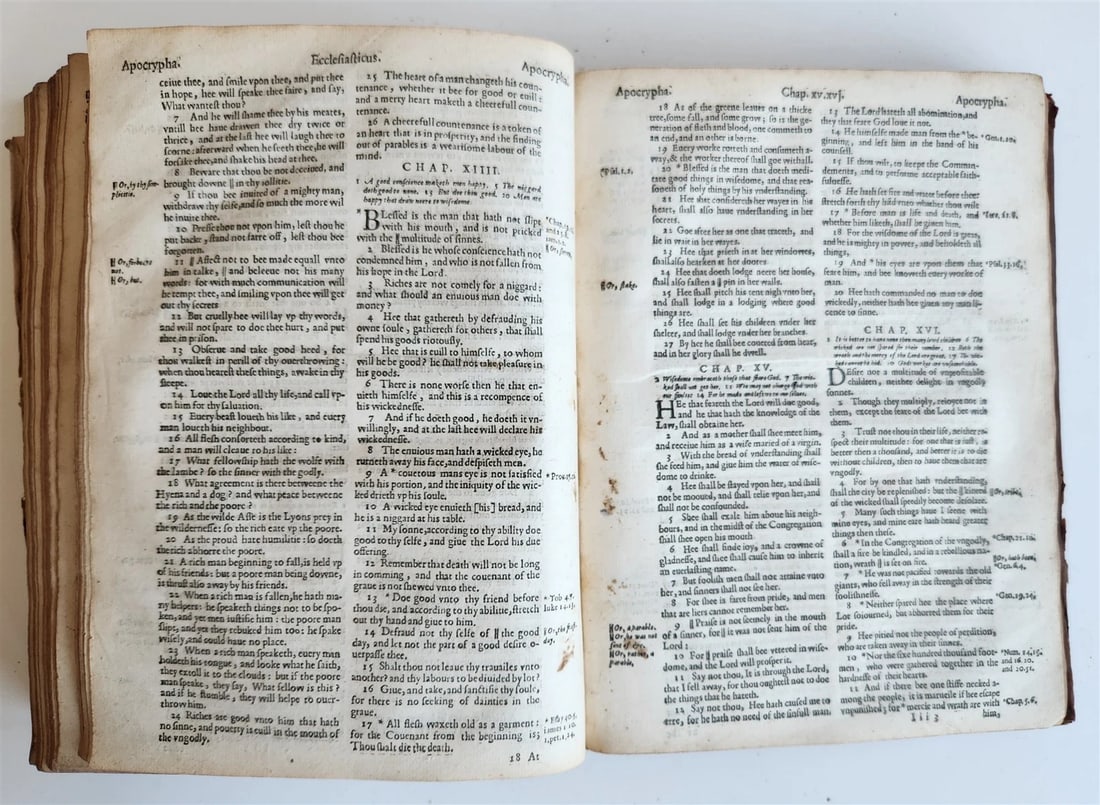 1633 BIBLE in ENGLISH antique OLD & NEW TESTAMENT by Robert Barker & John Bill - 17