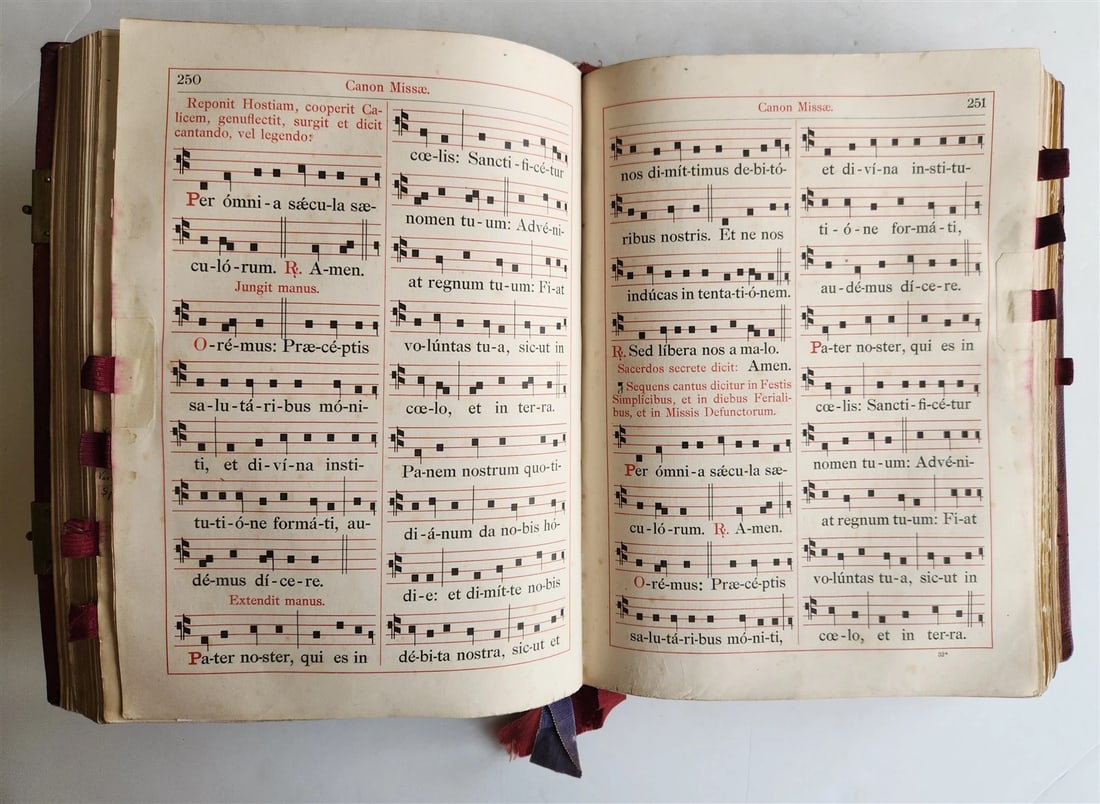 1905 MISSAL FOLIO antique LEATHER BINDING w/ BRASS FITTINGS Missale Romanum - 11